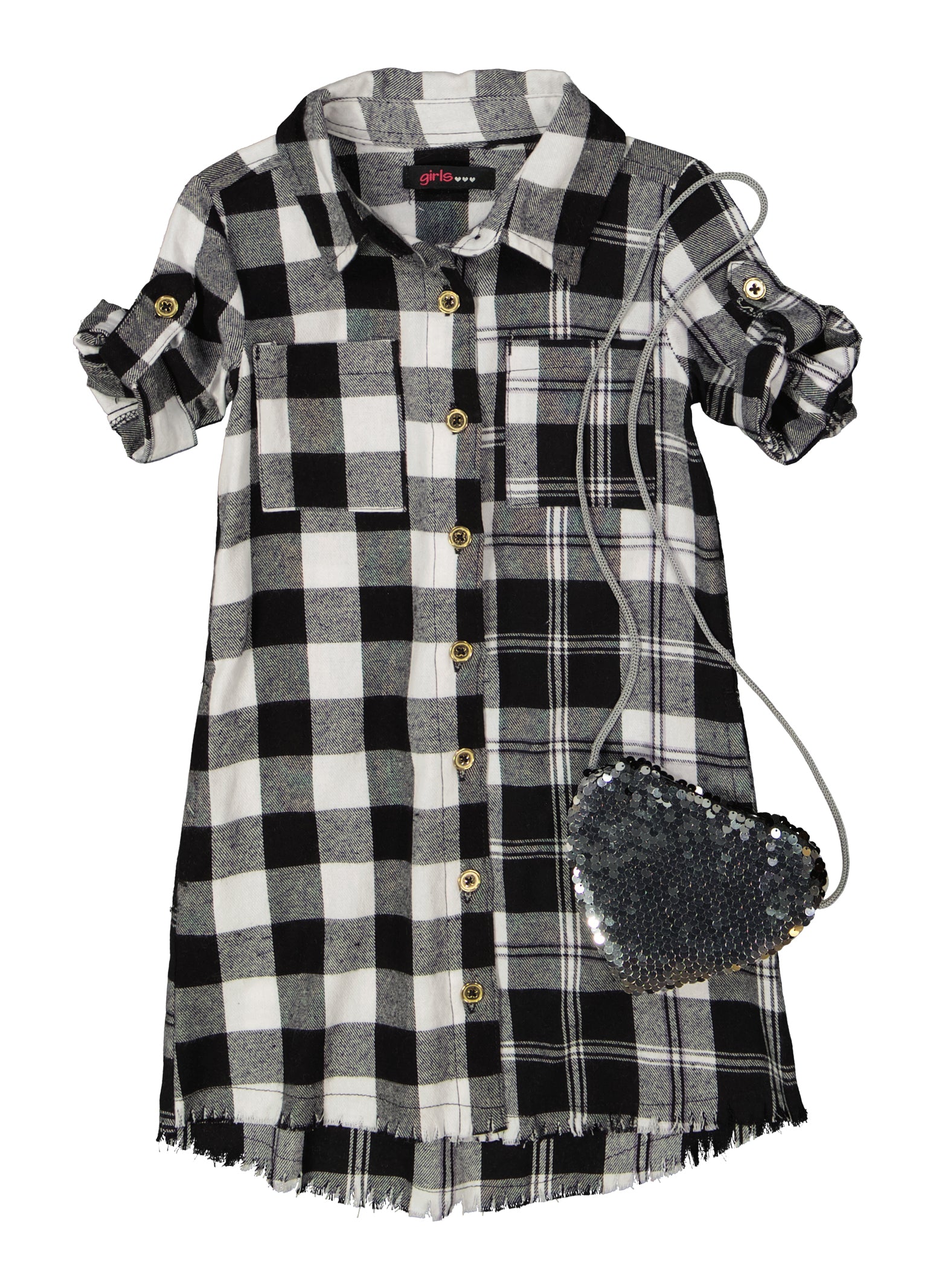 black and white plaid shirt for toddler girl