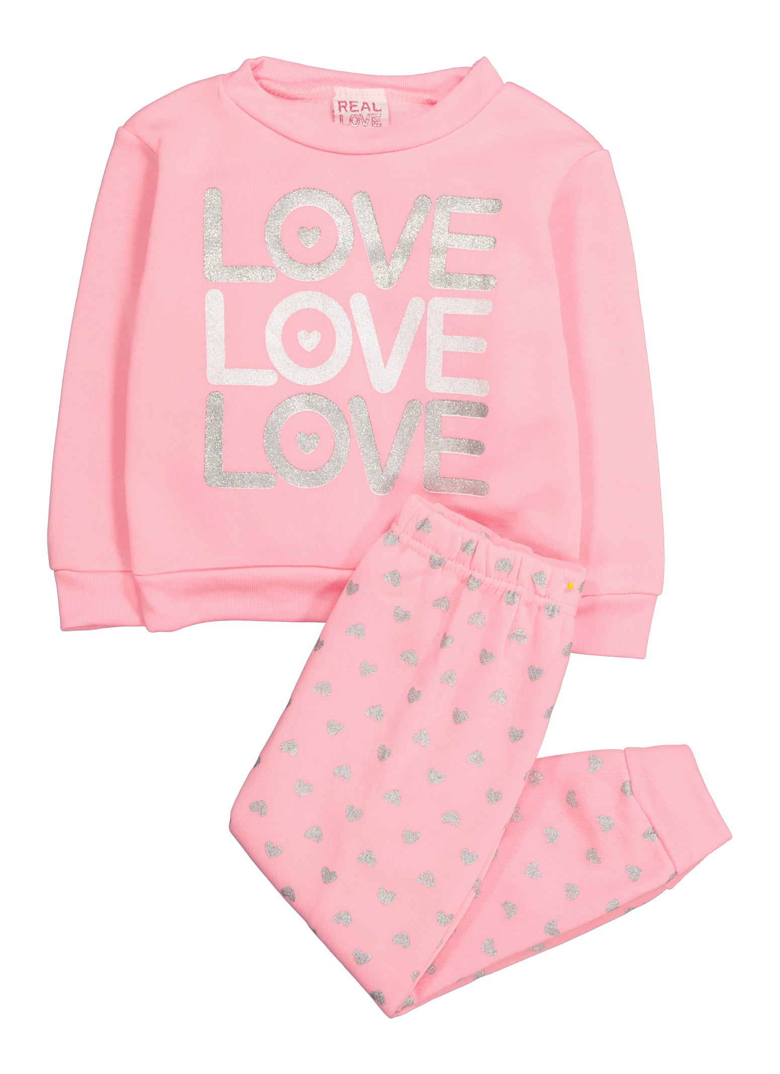 Toddler Girls Glitter Love Sweatshirt and Joggers