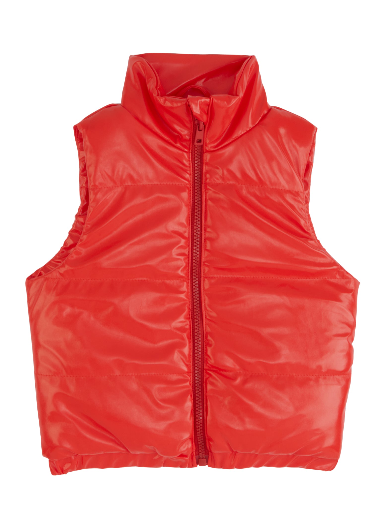 Toddler Girls Faux Leather Puffer Vest