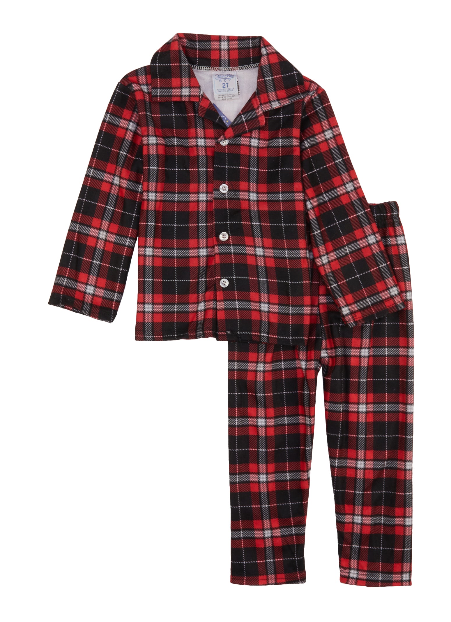 Shirt&pants Suit Loungewear, Red-black Plaid Pajamas