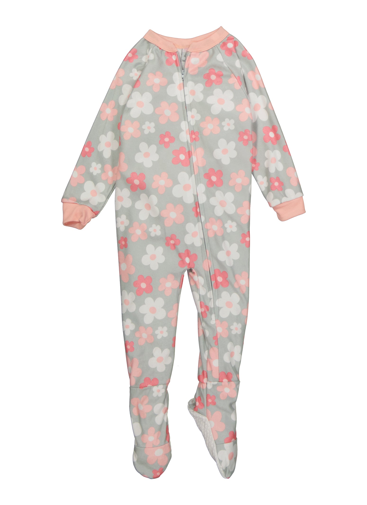 Toddler Girls Printed Footed Pajamas Gray