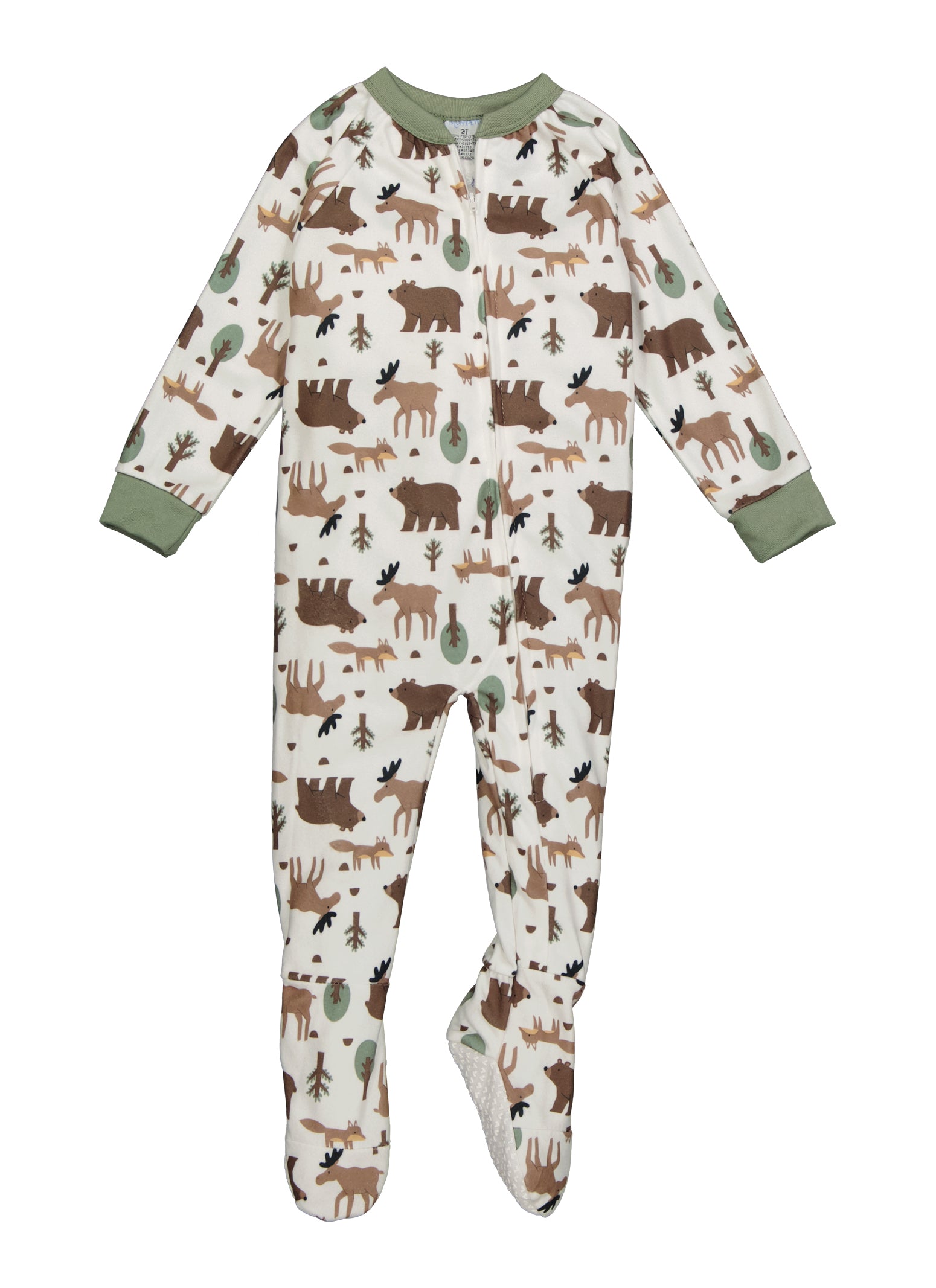 Toddler Boys Contrast Trim Printed Footed Pajamas