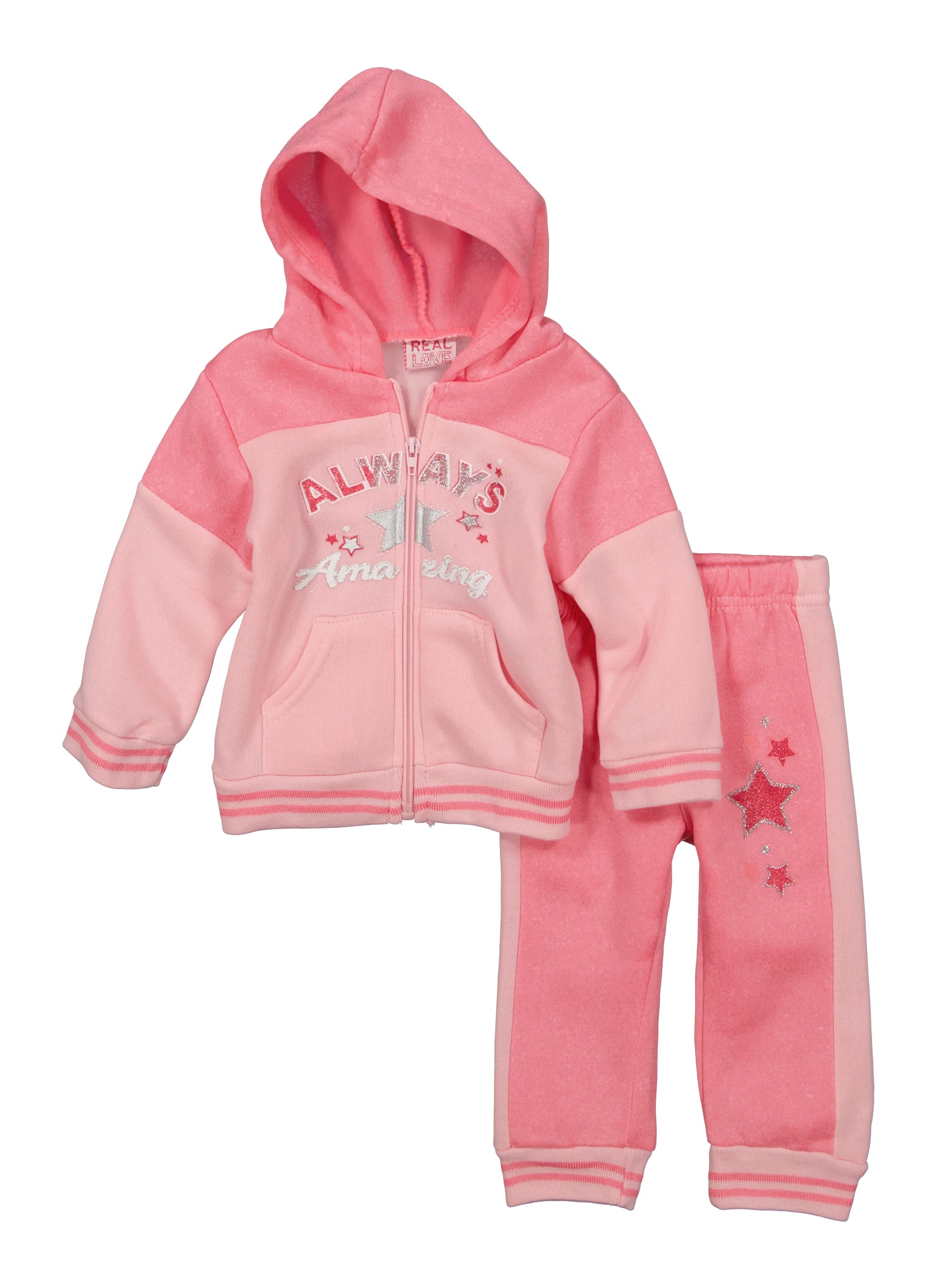 Baby Girls 12 24M Always Amazing Graphic Hoodie and Joggers Pink