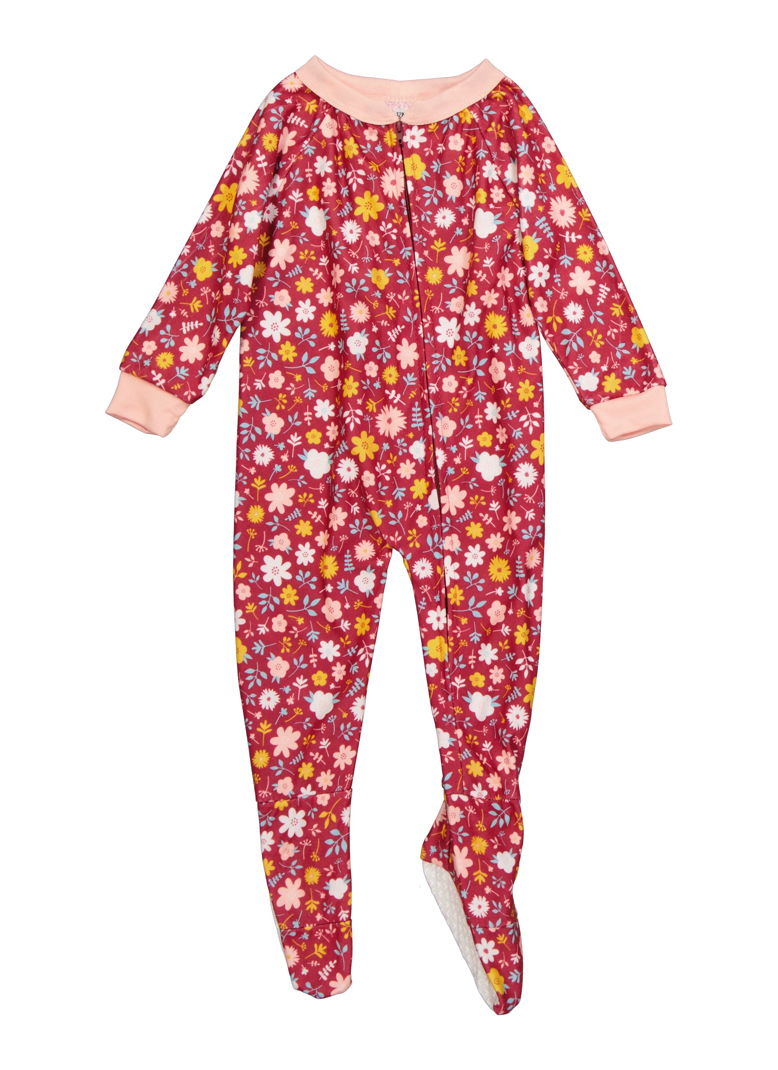 Baby Girls 12-24M Printed Zip Front Footed Pajamas