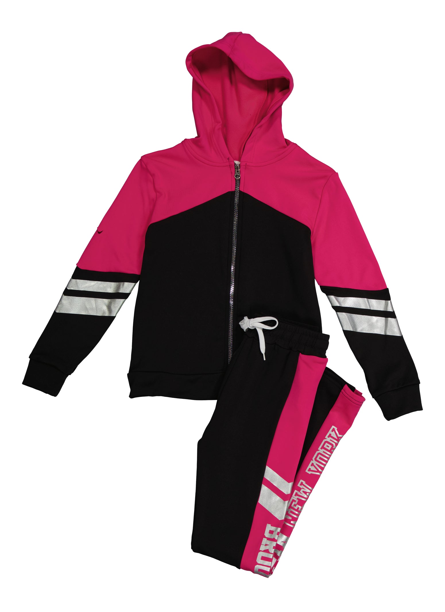 Girls Foil Color Block Track Jacket and Graphic Pants