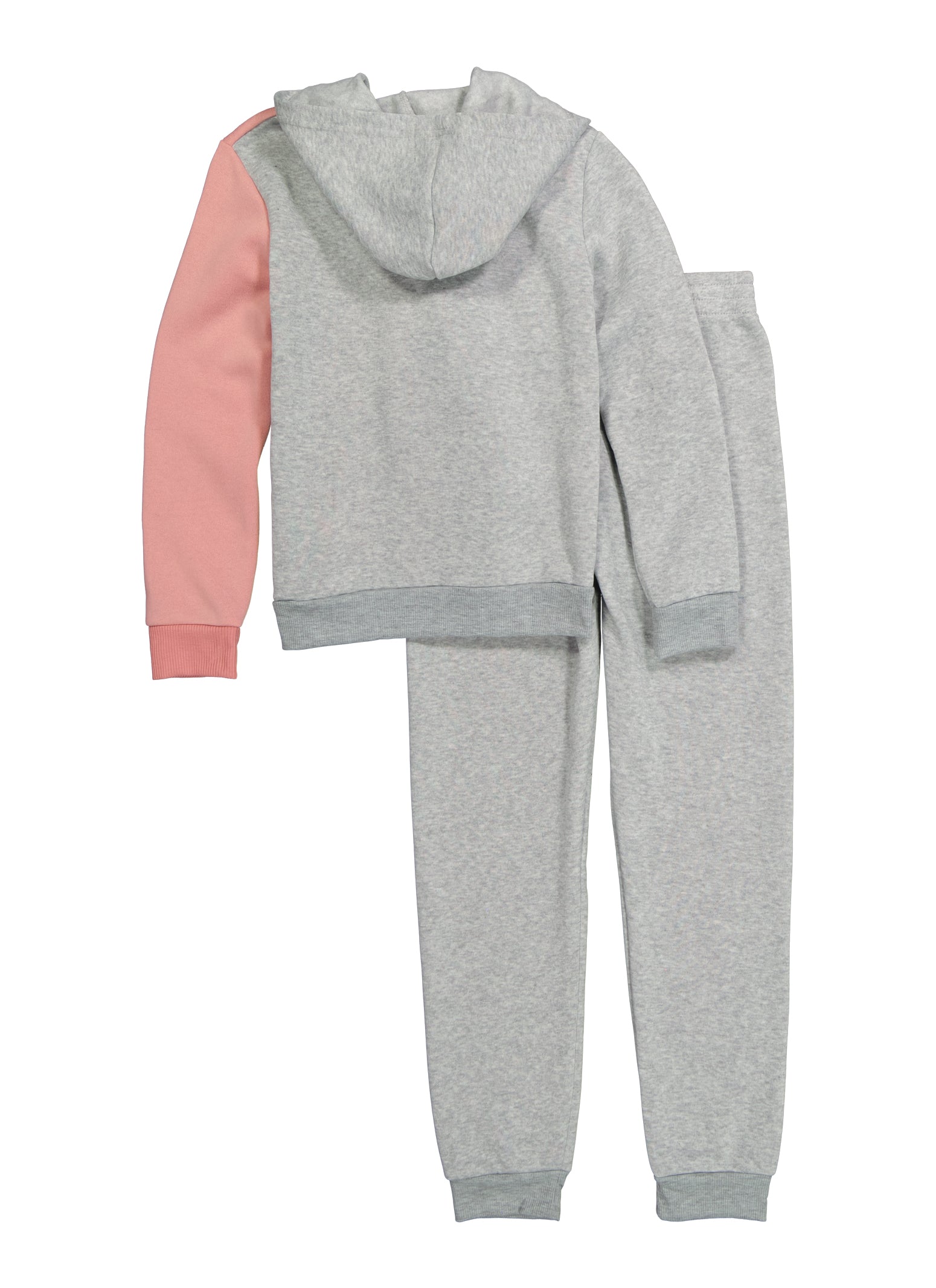 Girls Graphic Color Block Zip Up Hoodie and Joggers Set
