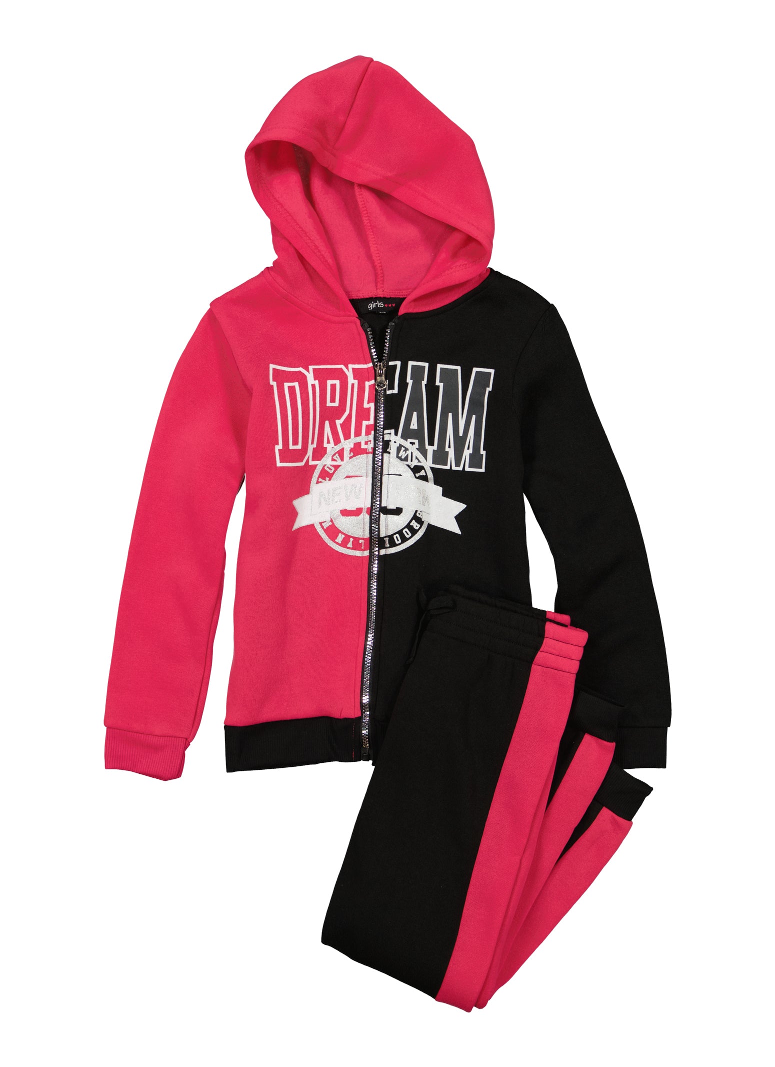 Girls Color Block Dream Zip Sweatshirt and Joggers