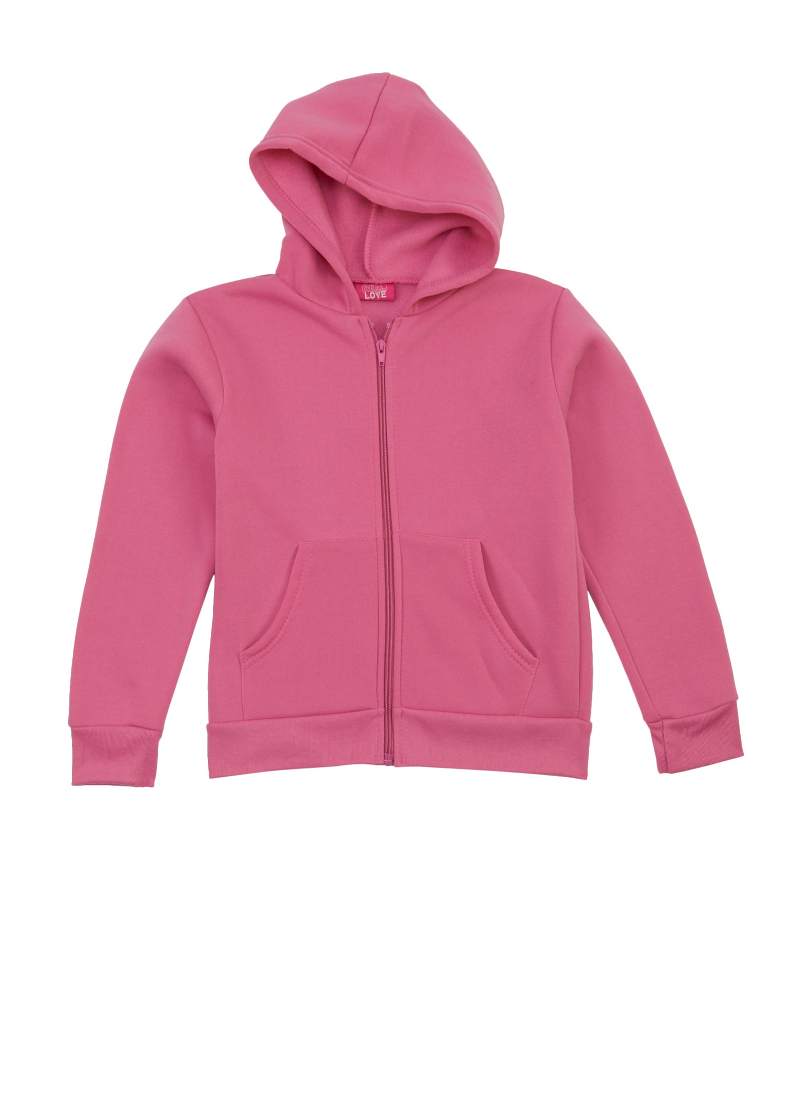 Girls Solid Zip Front Hooded Sweatshirt