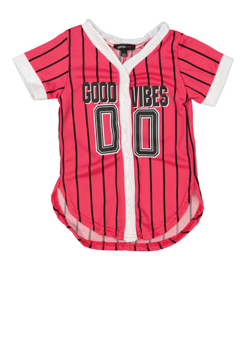Toddler Girls Good Vibes Baseball Jersey, White, Size 2T | Rainbow Shops