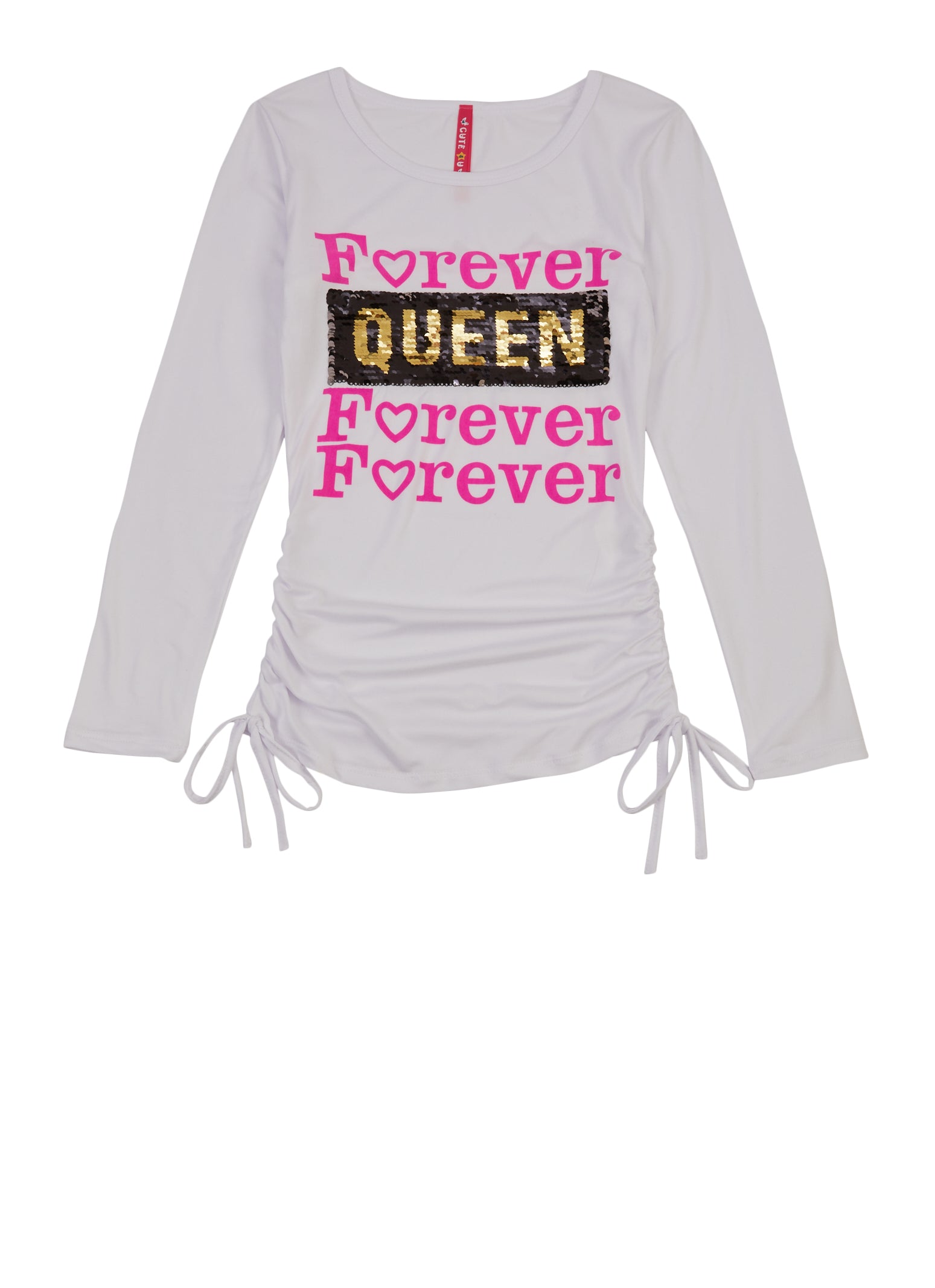 Long Sleeve Crewneck Sequin Top White