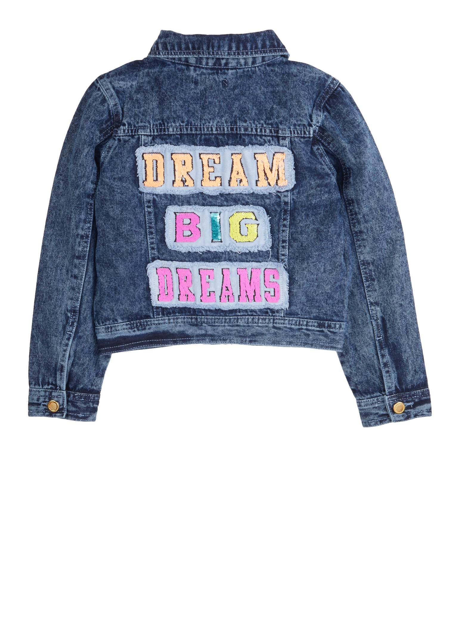 Girls Dream Big Dreams Reversible Sequin Jean Jacket