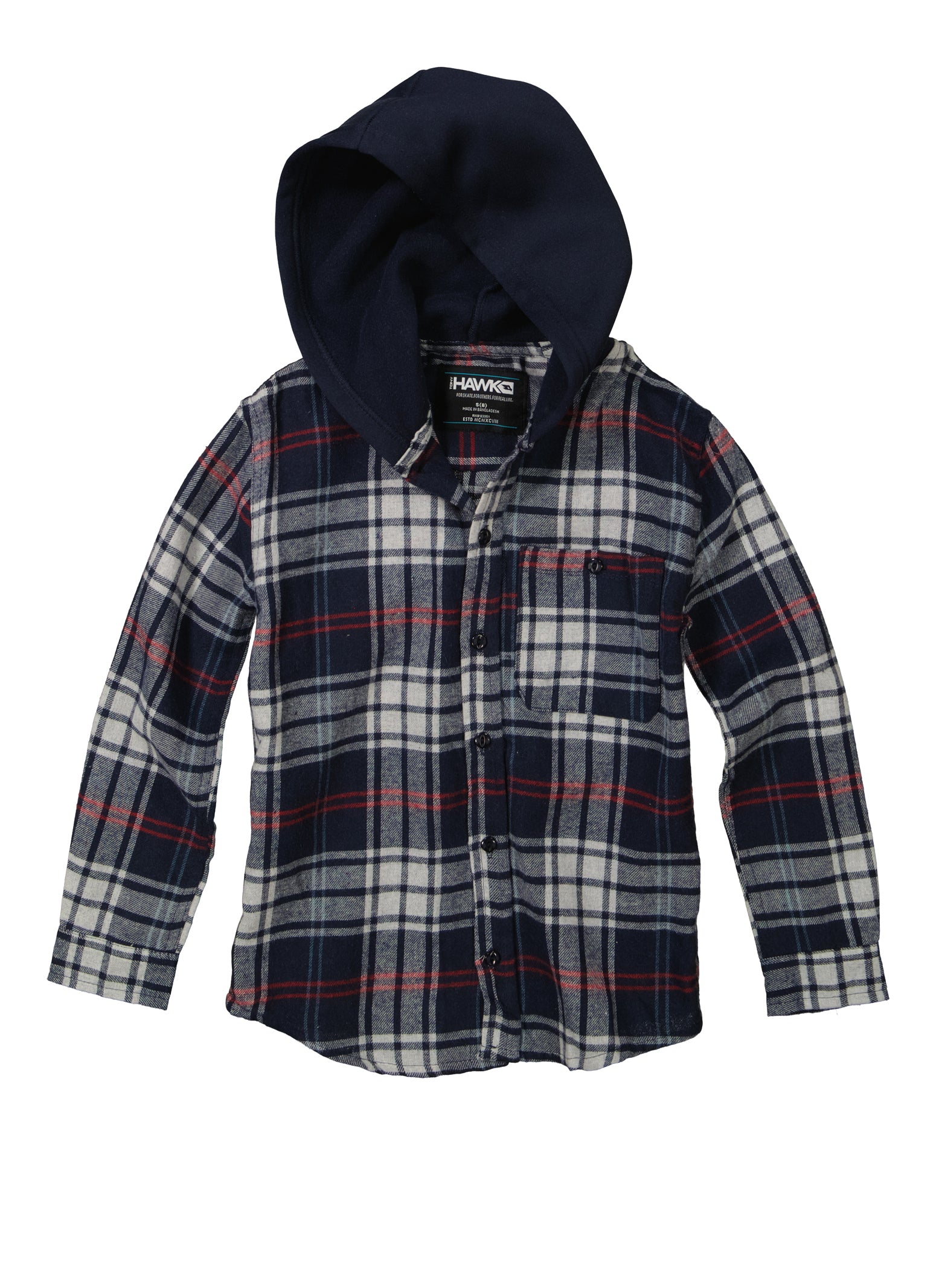 Boys Plaid Hooded Flannel Shirt