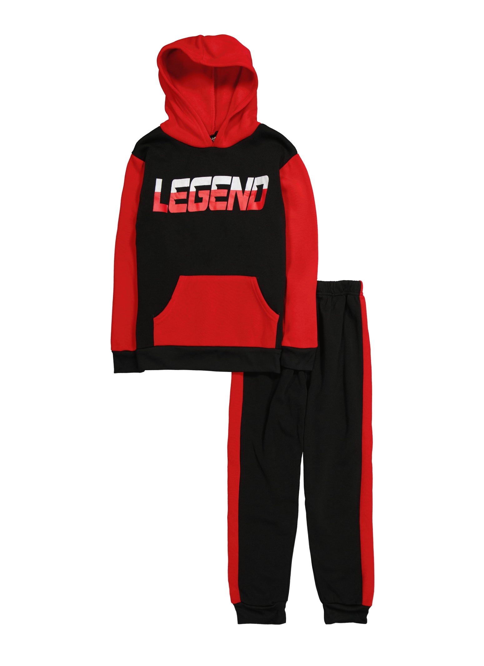 Boys Color Block Legend Hoodie and Joggers Red