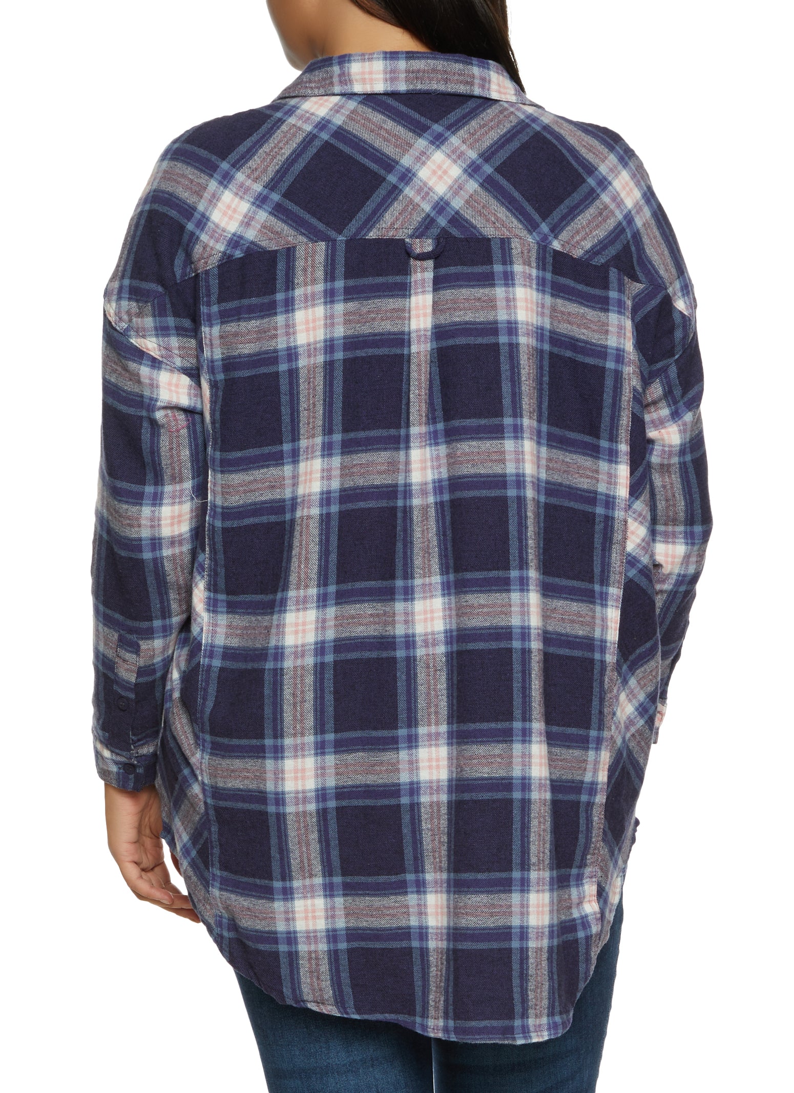 Blue Plaid Flannel Oversized Shirt