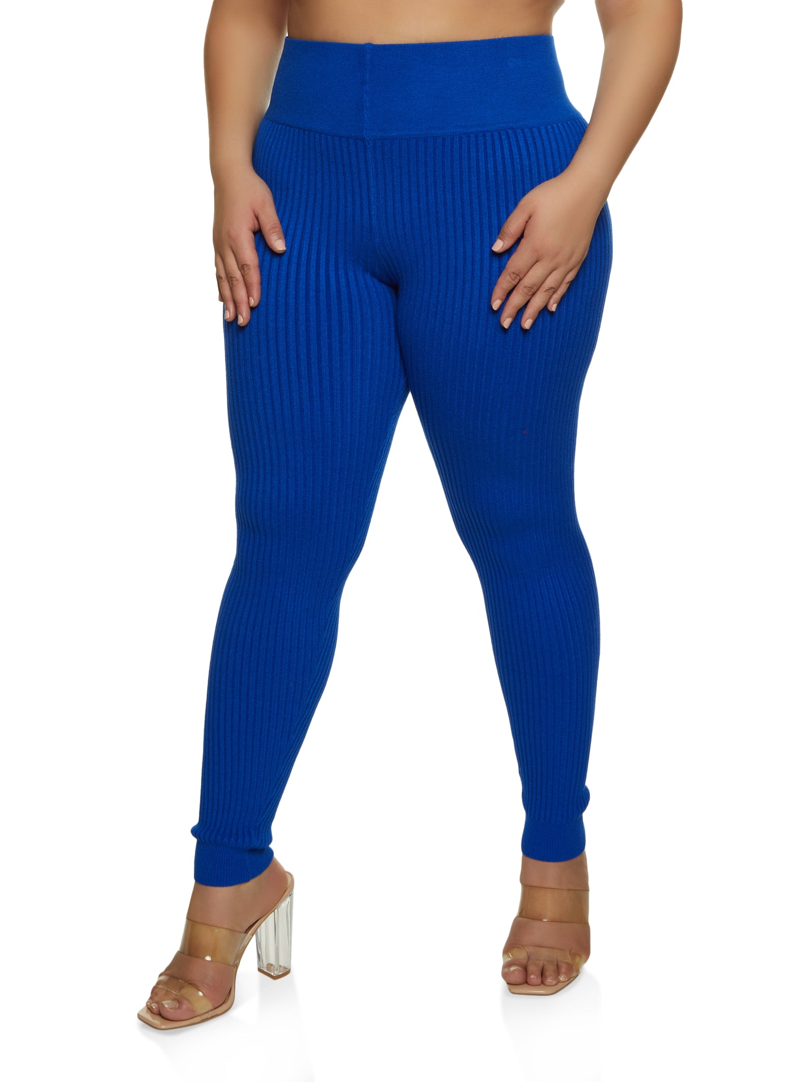 Plus Size Ribbed High Waisted Leggings
