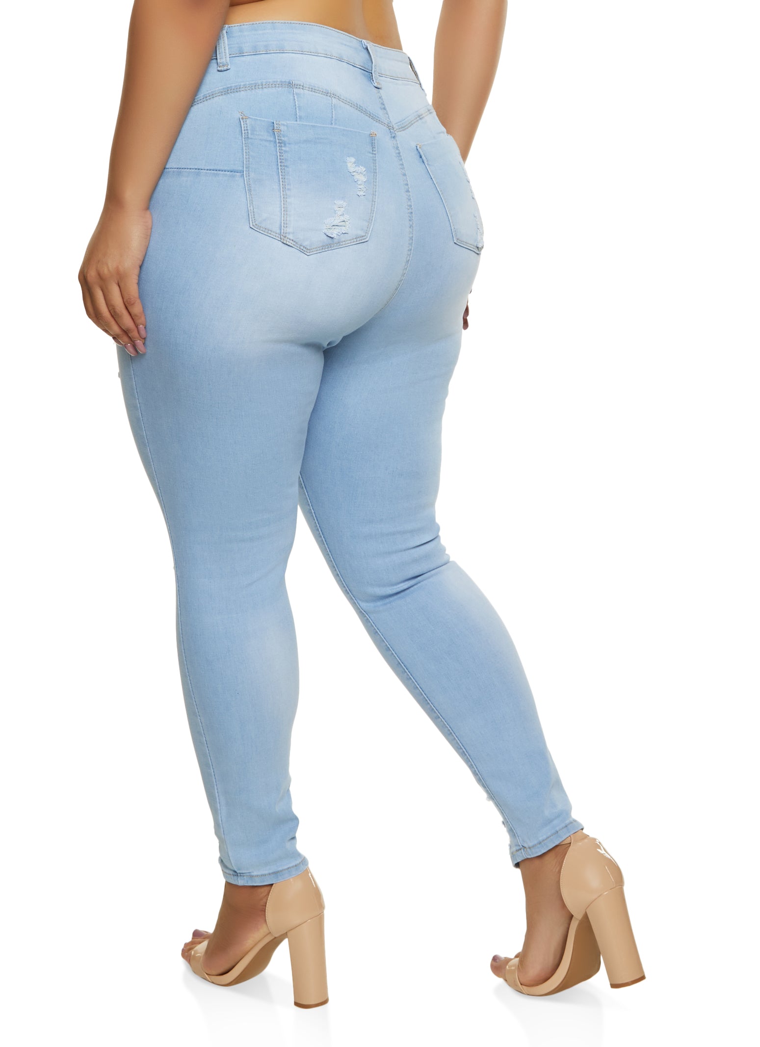 Plus Size WAX Distressed Push Up Skinny Jeans