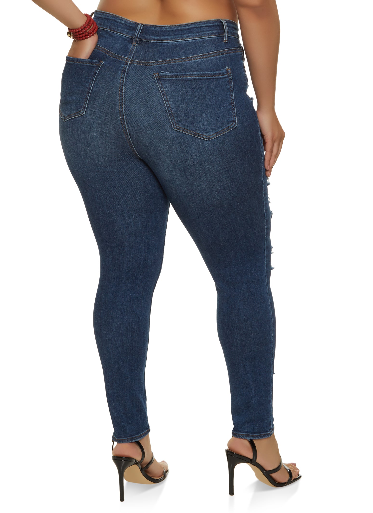 Plus Size WAX Distressed High Waisted Jeans