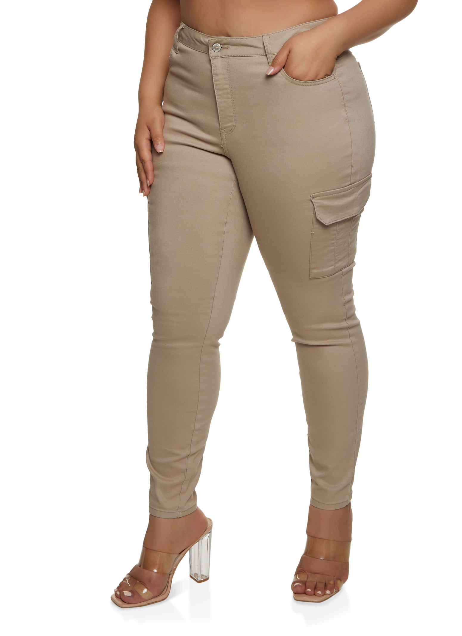 Bar III Plus Size High-Rise Faux-Leather Cargo Pants, Created for Macy's -  Macy's