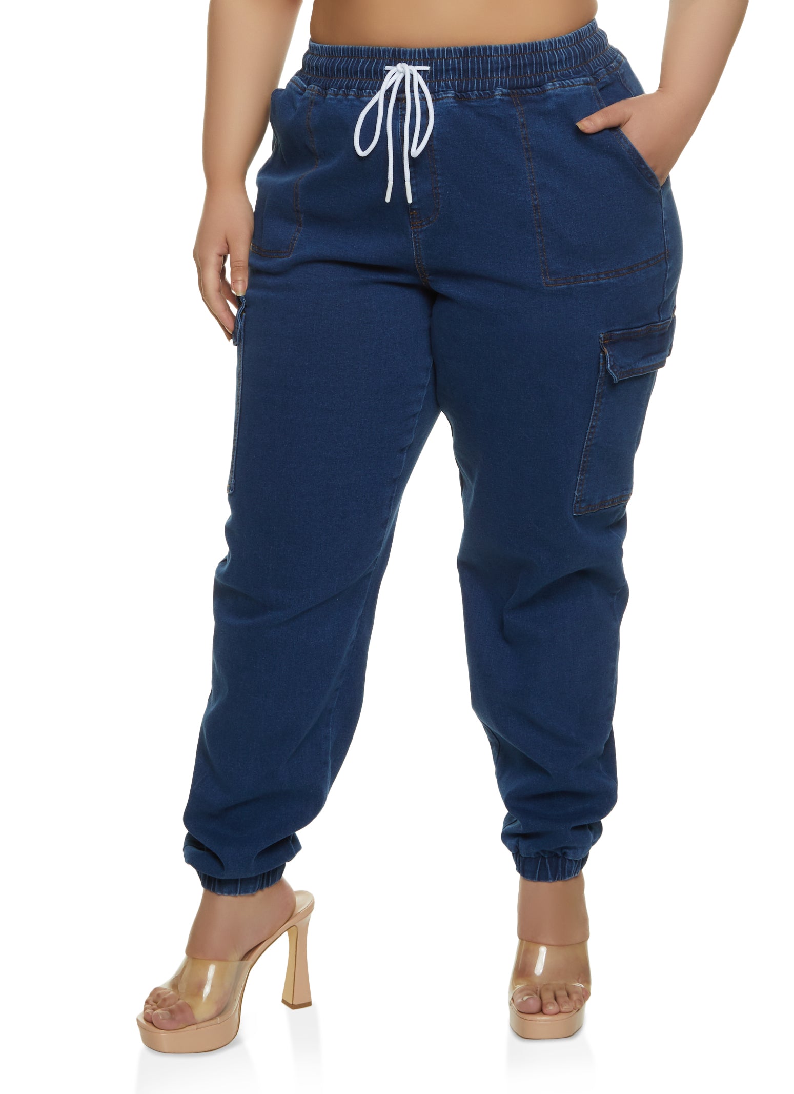 Women's Blue Sweatpants, Cargo, Denim & High-Waisted