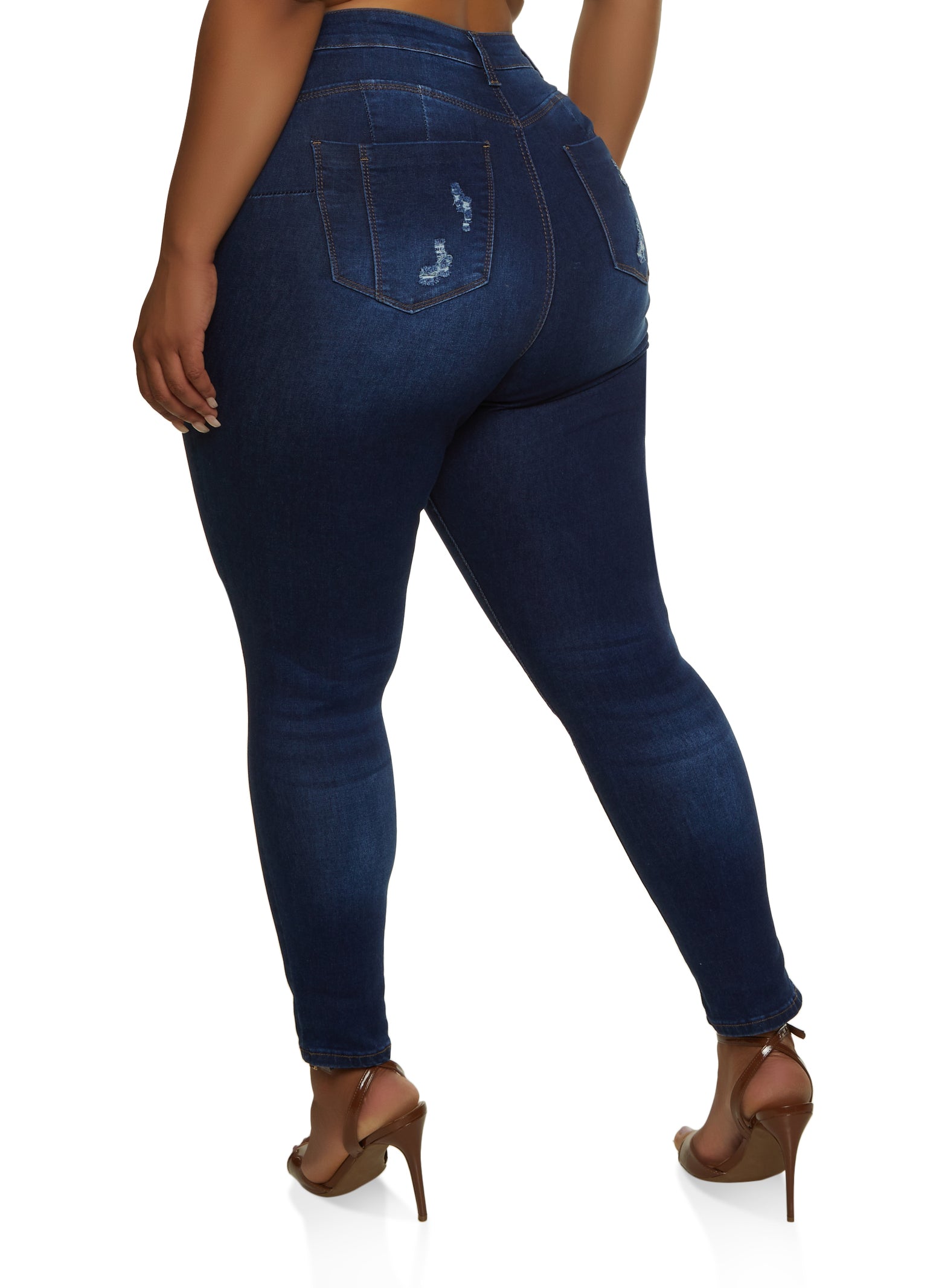 Plus Size WAX High Rise Distressed Push Up Skinny Jeans