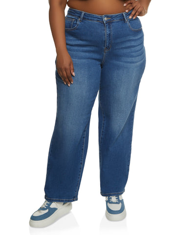 Plus Size WAX Whiskered Wide Leg Cargo Jeans