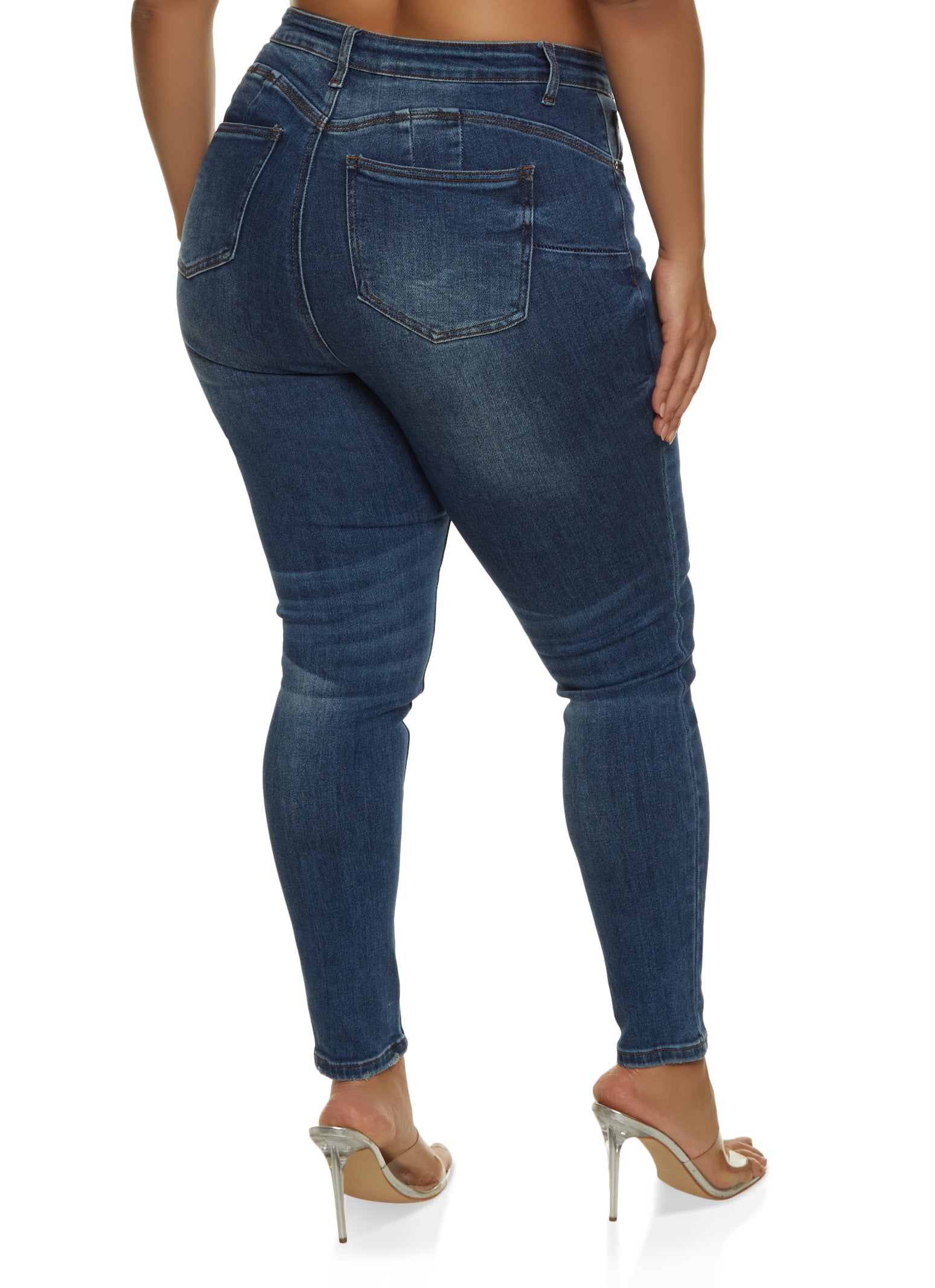 Plus Size WAX Whiskered High Waisted Jeans