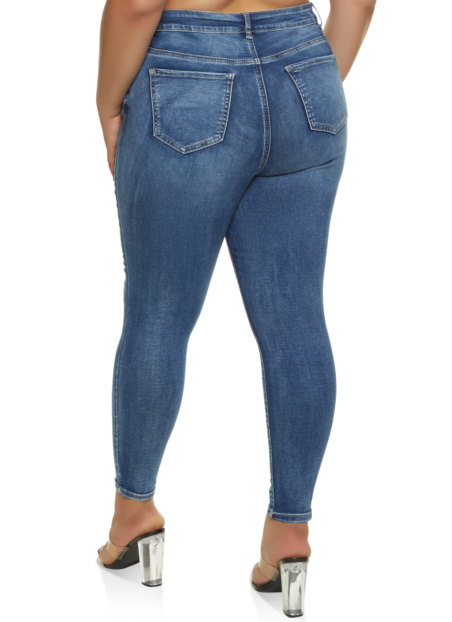 Plus Size WAX High Rise Whiskered Skinny Jeans