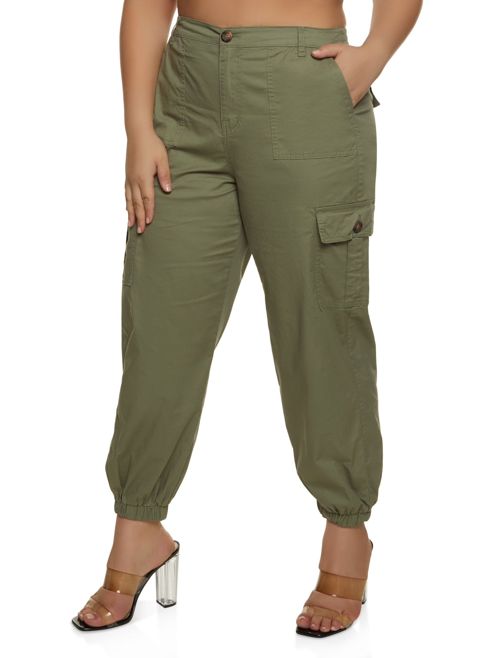 Olive Cargo Pants Women Plus Size