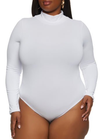 Plus Size V-Neck Bodysuit - White