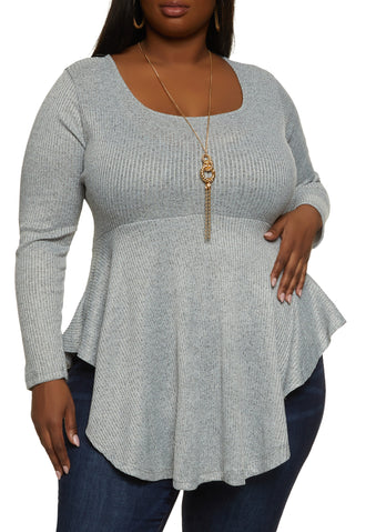 CORAL KNIT V-NECK PEPLUM TOP in PLUS SIZE – Yee Haw Ranch Outfitters