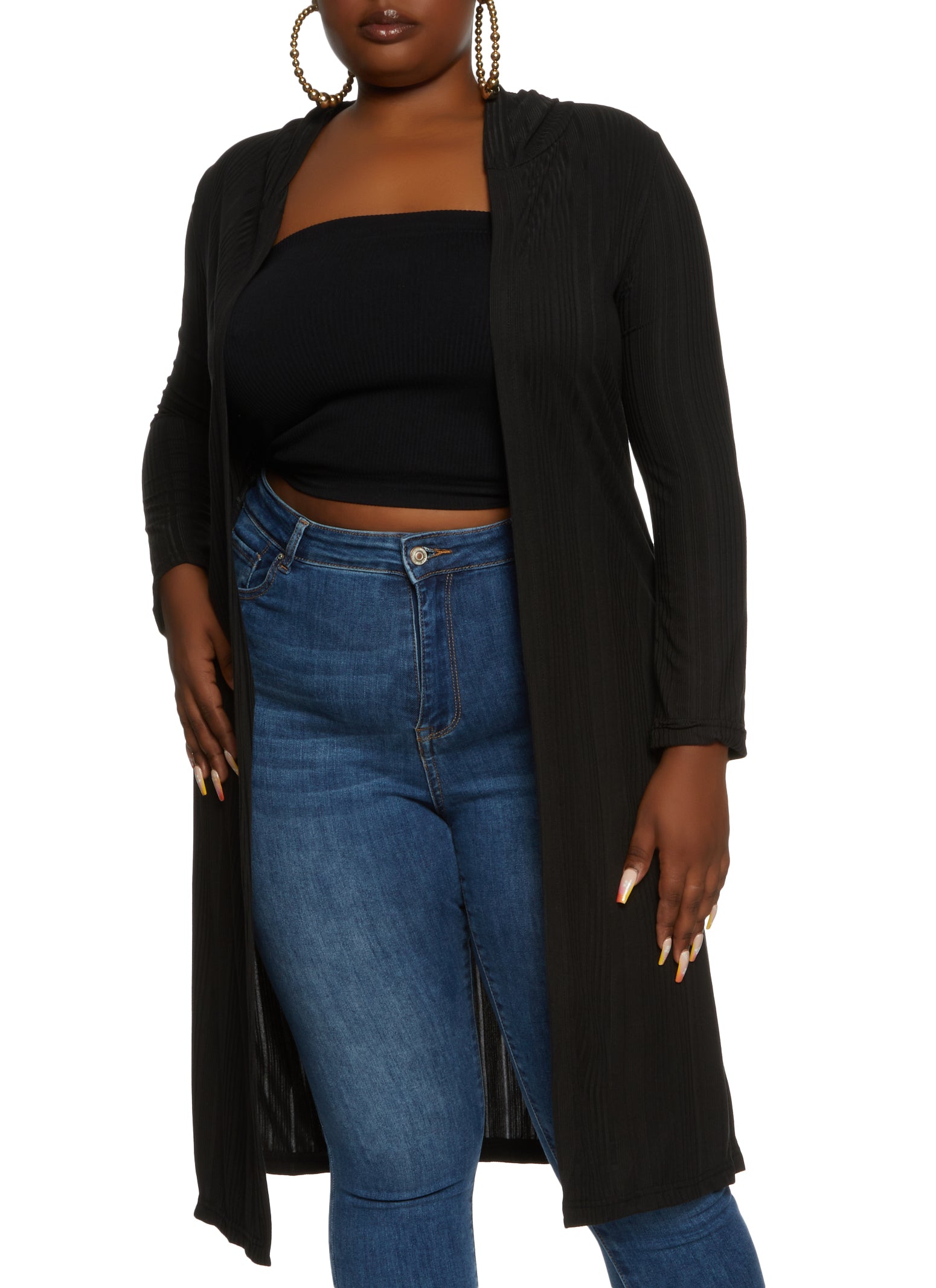 Plus size hooded outlet duster