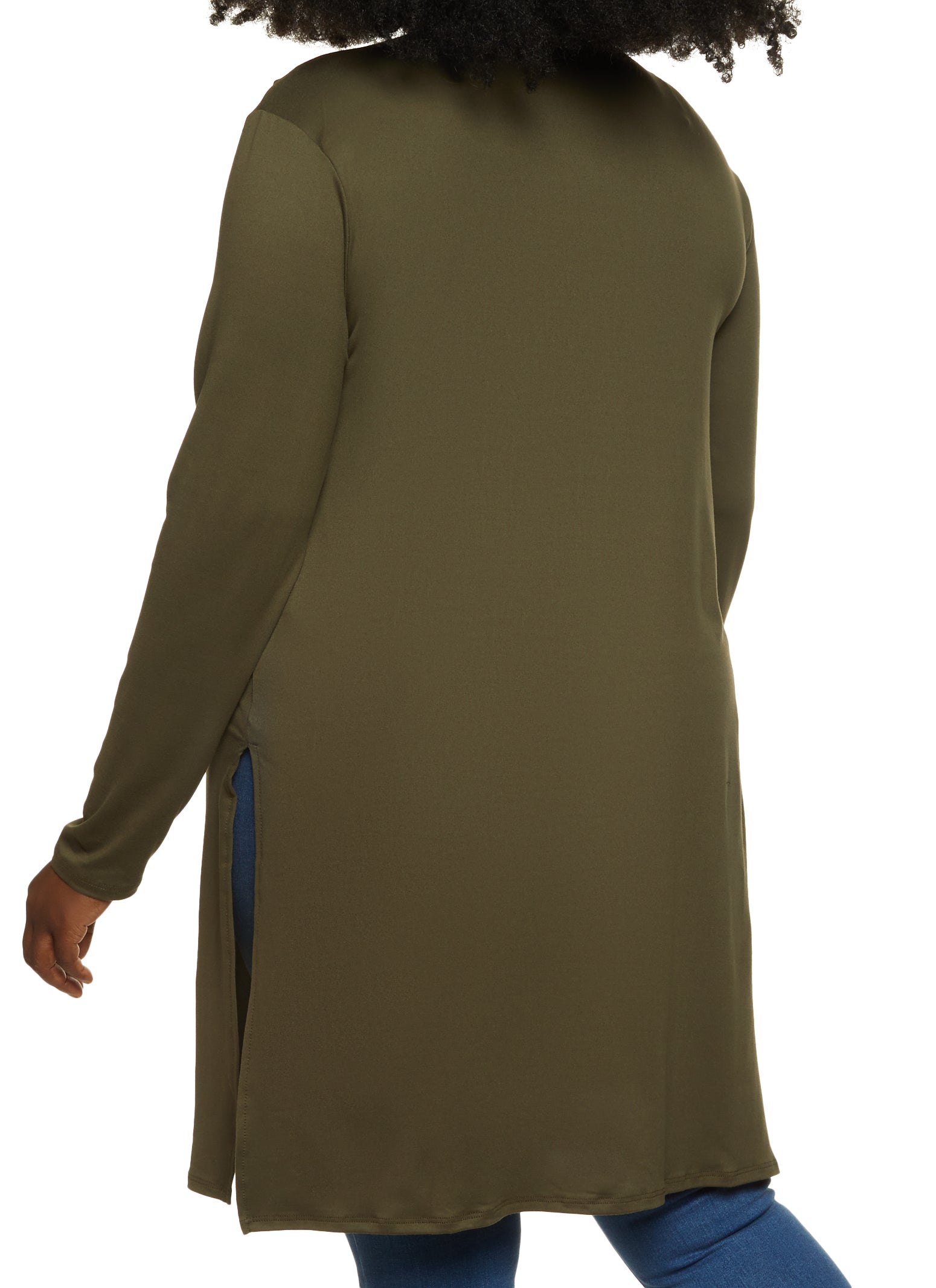 Plus Size Soft Knit Solid Duster
