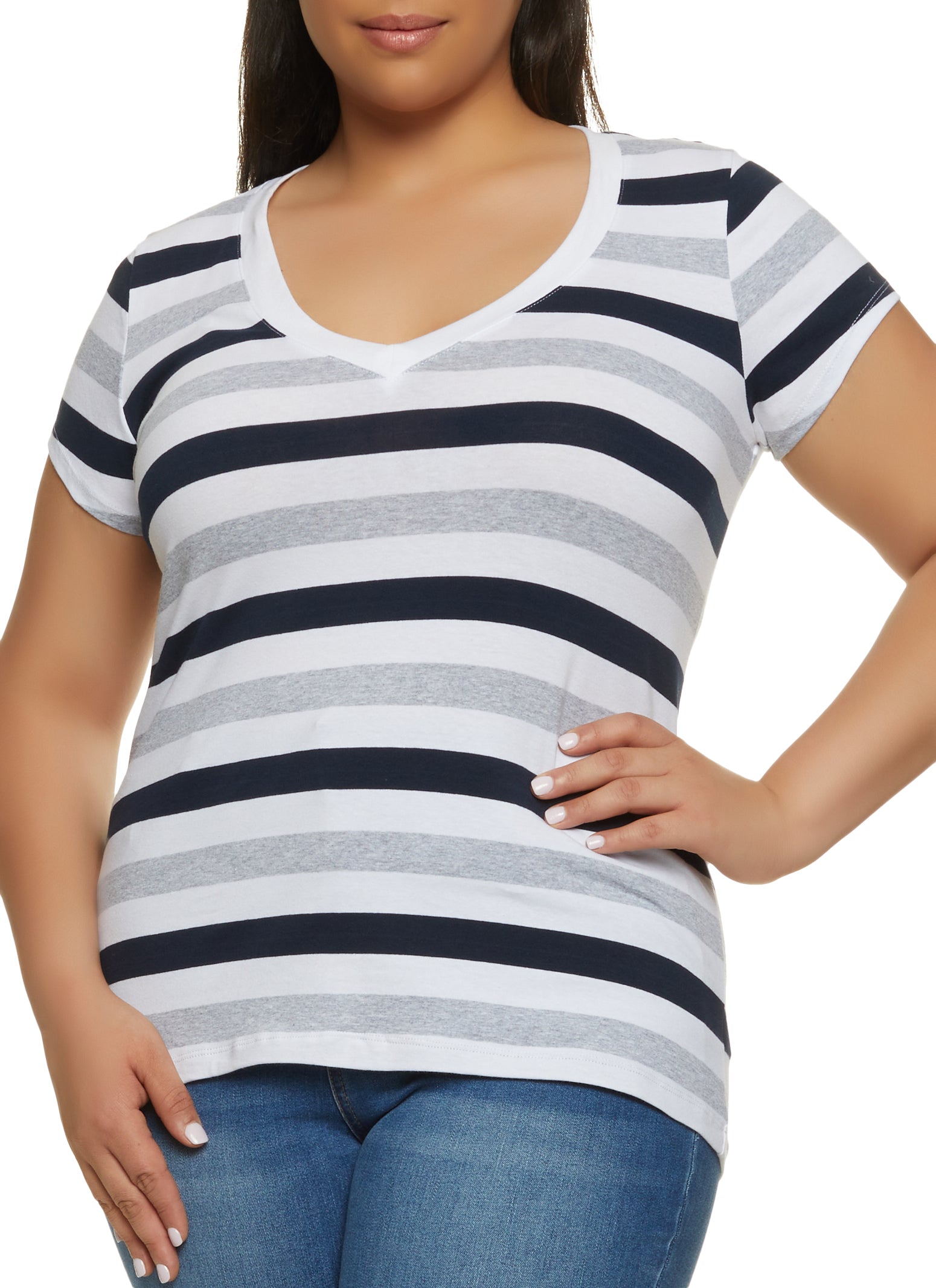 black and white striped shirt womens plus size