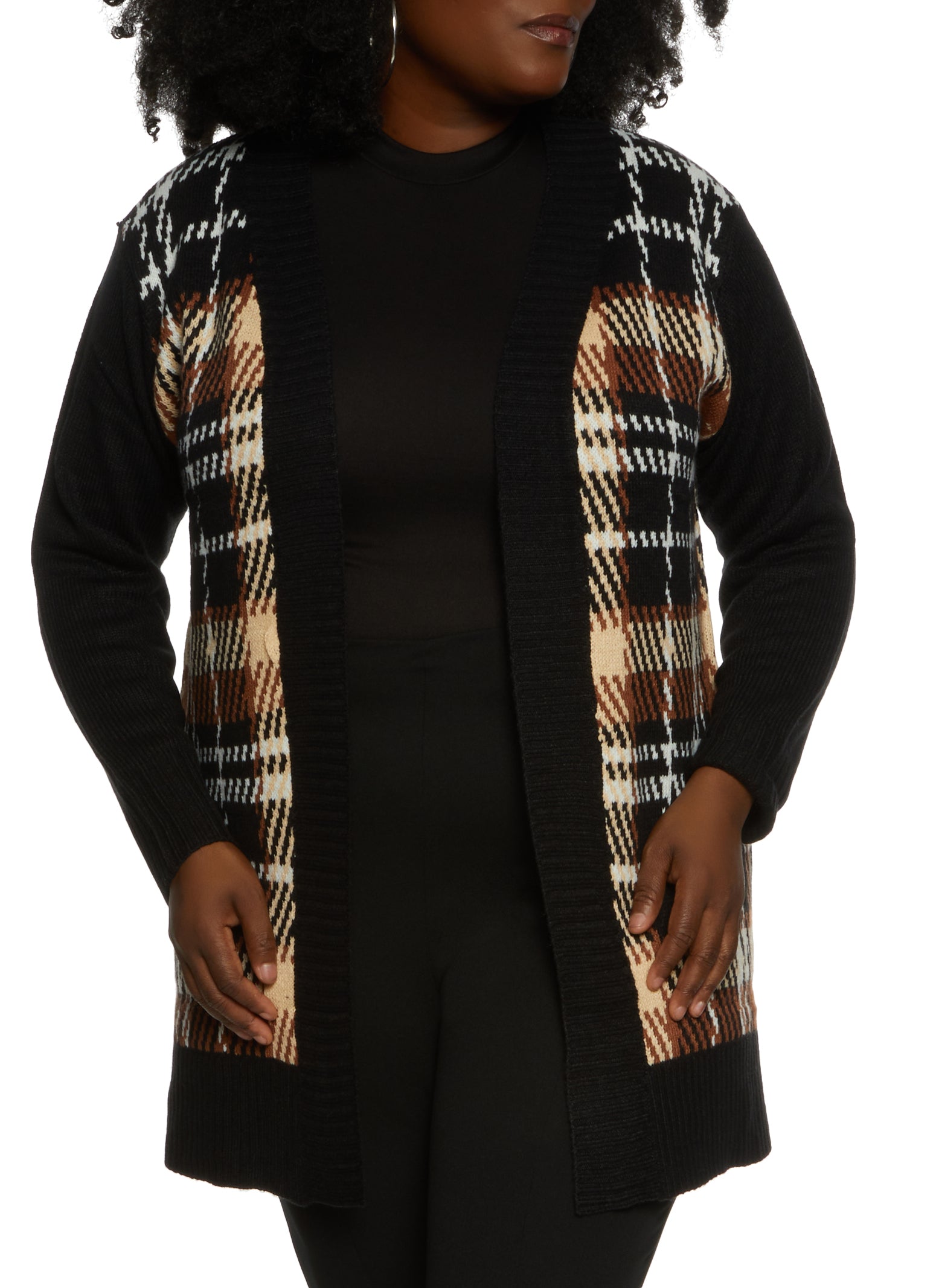 Plus size plaid clearance cardigan