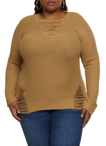 Plus Size Twist Faux Fur Neck Cable Knit Sweater And Leggings Outfit [59%  OFF]