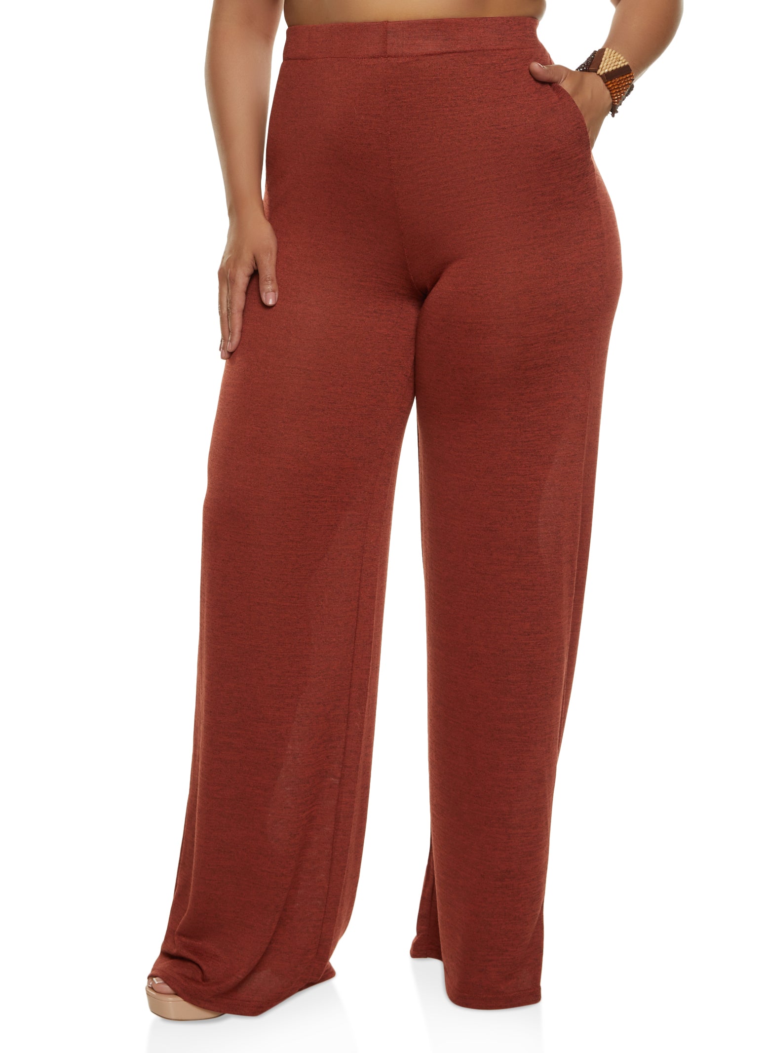 Plus Rust Wide Leg Trousers