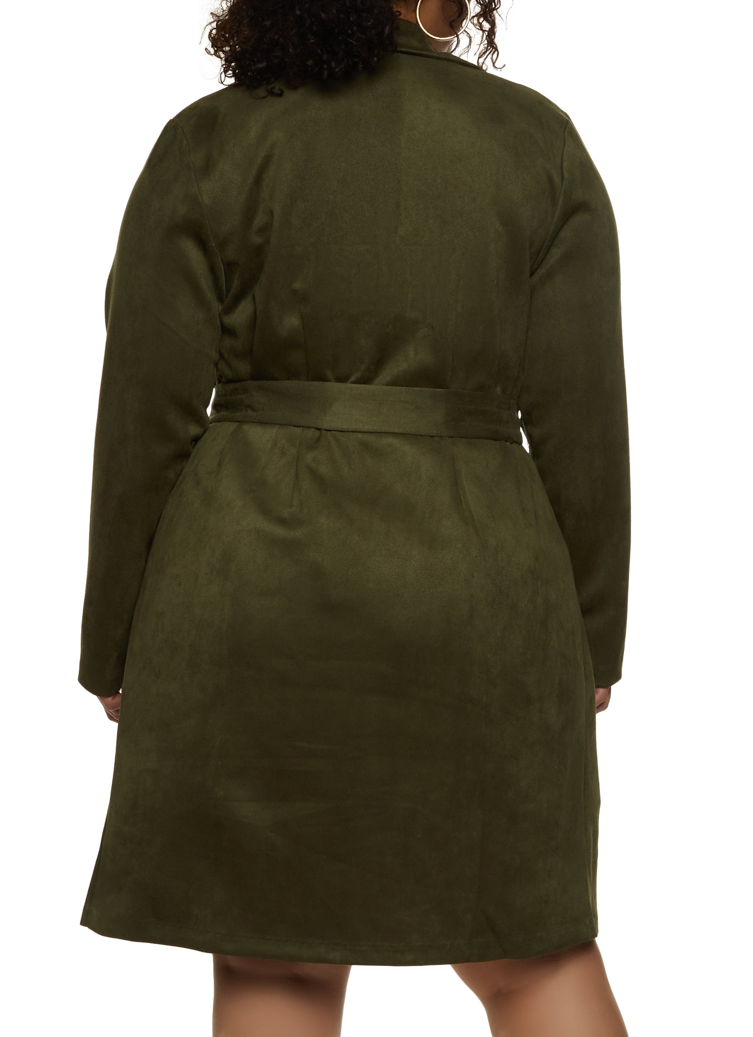 Plus Size Faux Suede Pleated Skirt - Olive