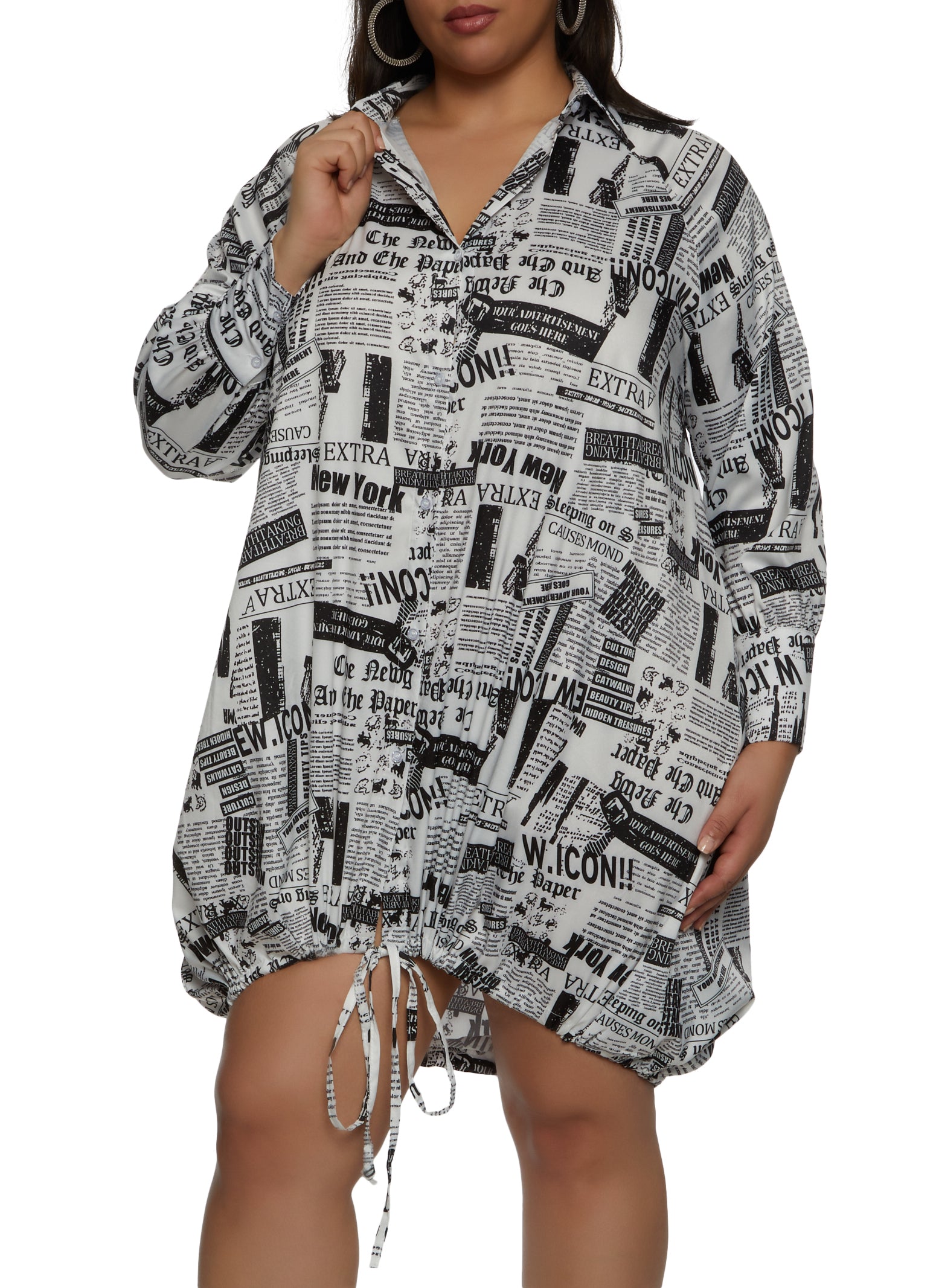 Plus size clearance newspaper print dress