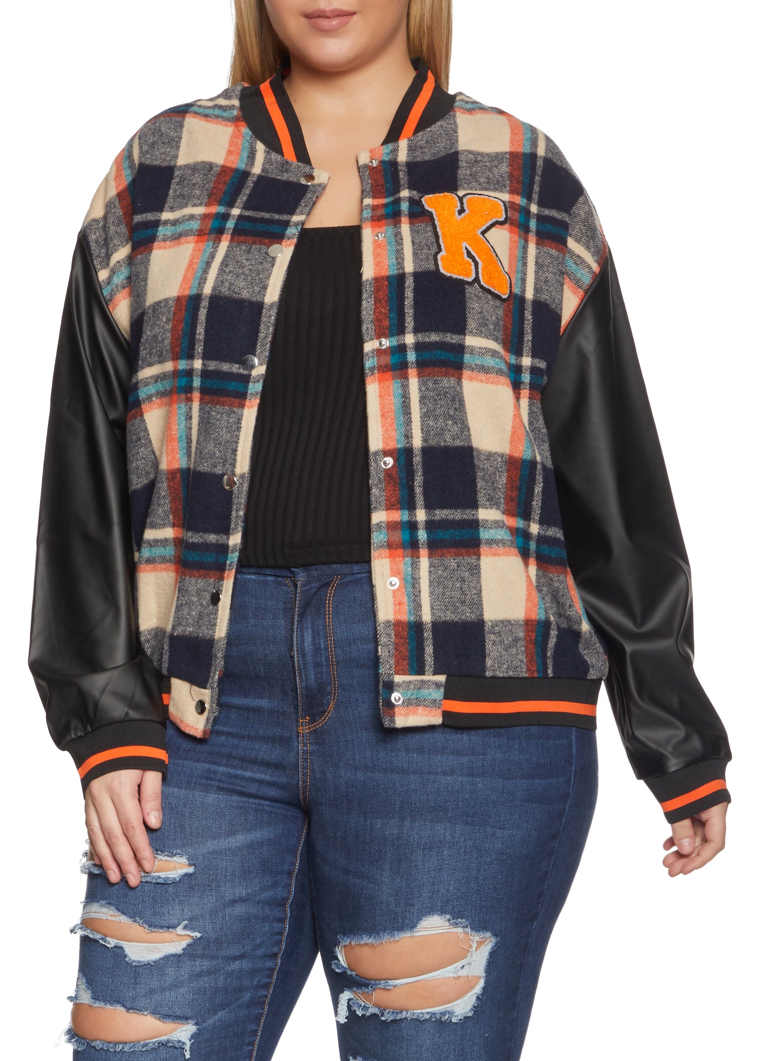 Plaid varsity clearance jacket