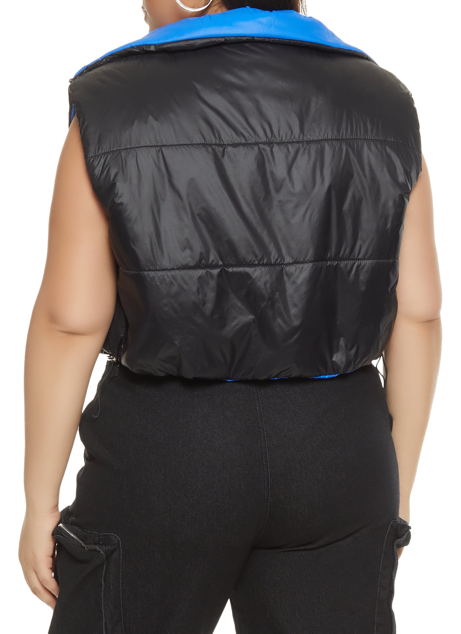 Plus Size Puffer Vest with Drawstring Waist