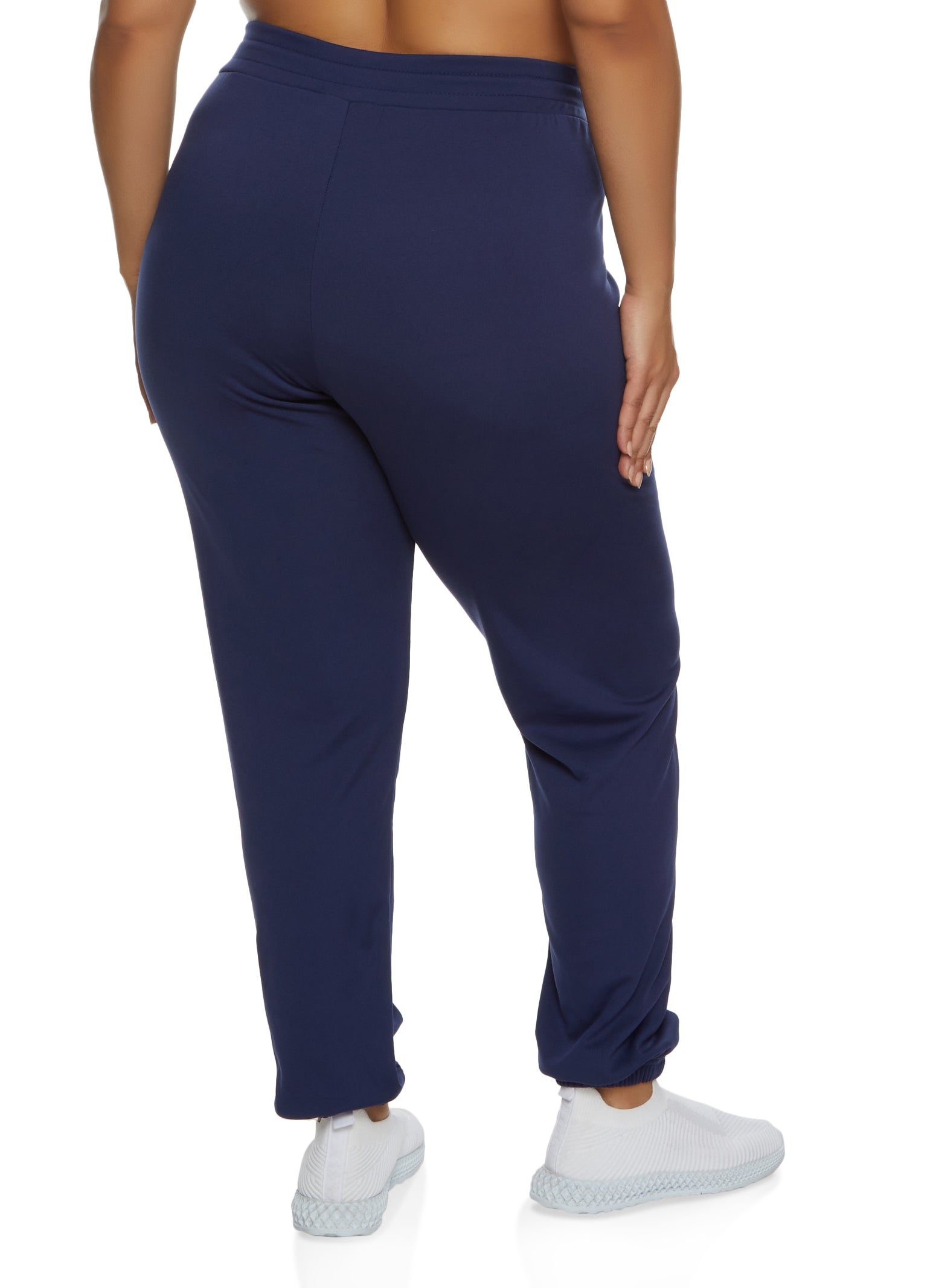 Plus Size Fleece Contrast Piping Drawstring Joggers