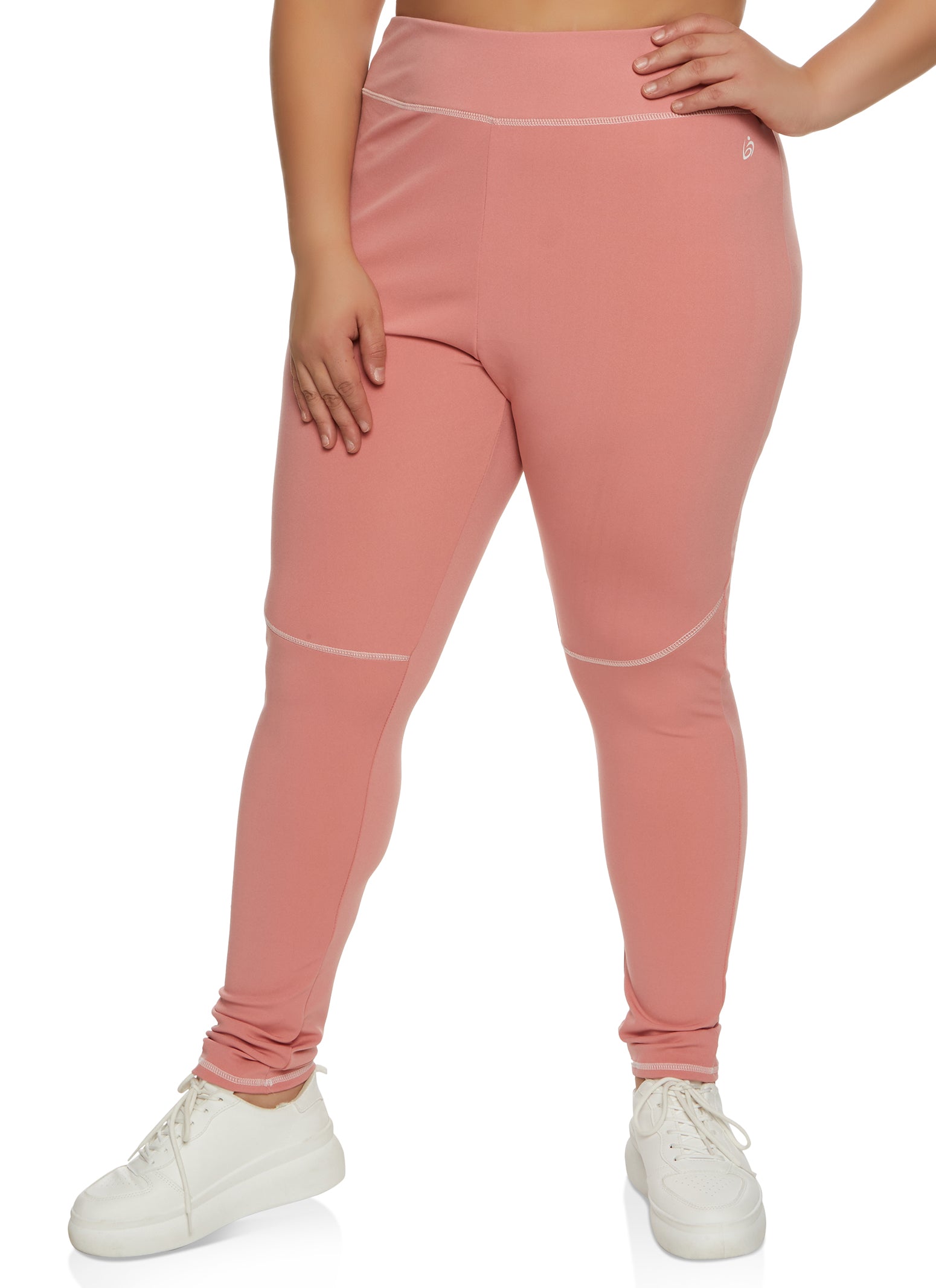 Plus Size Contrast Stitch Detail Leggings