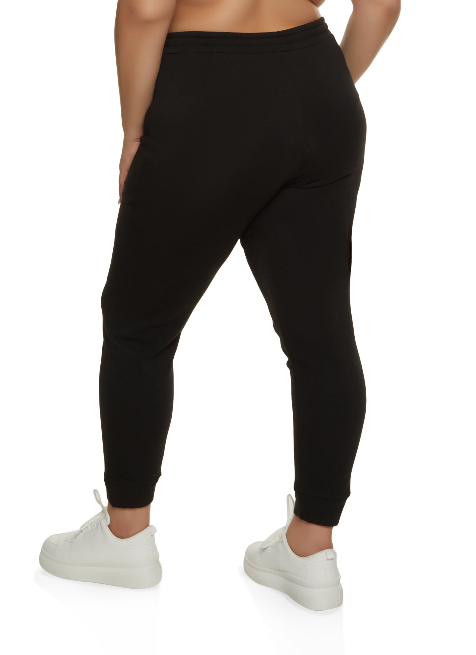 Plus Size Contrast Trim High Waist Joggers