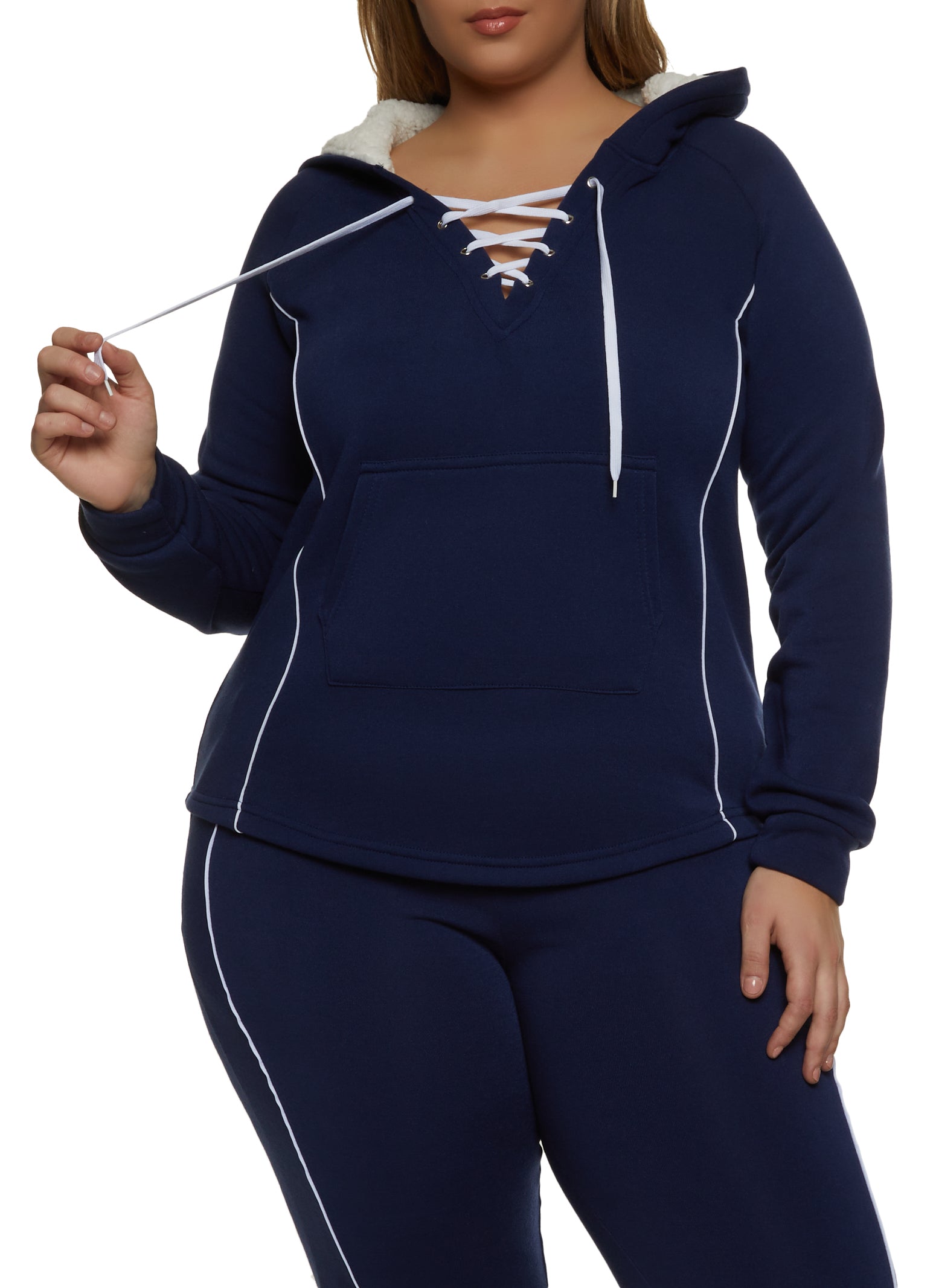 Plus size lace store up hoodie