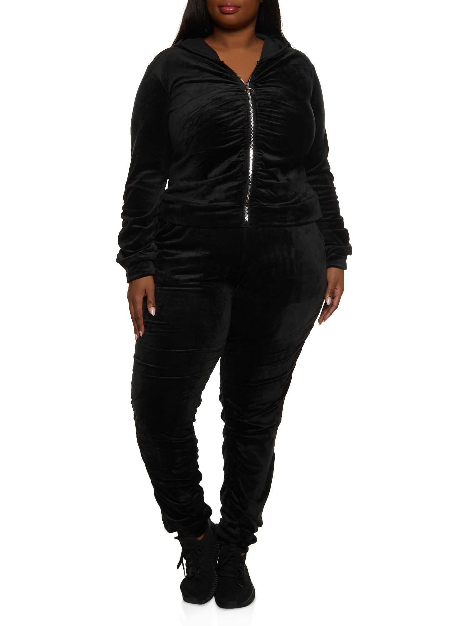 Plus Size Velour Stacked Sweatpants - Natural