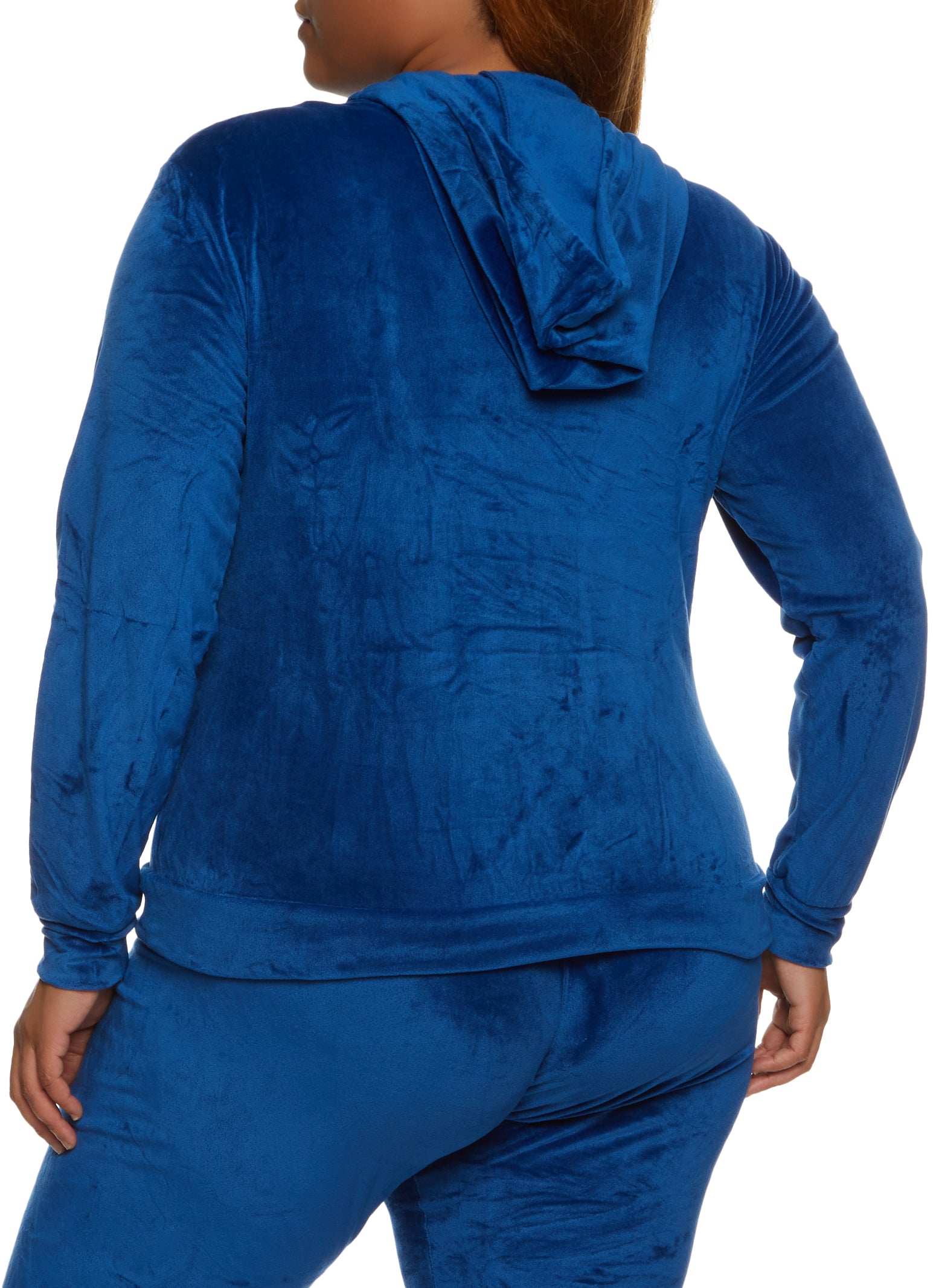 Plus Size Half Zip Velour Sweatshirt - Royal Blue