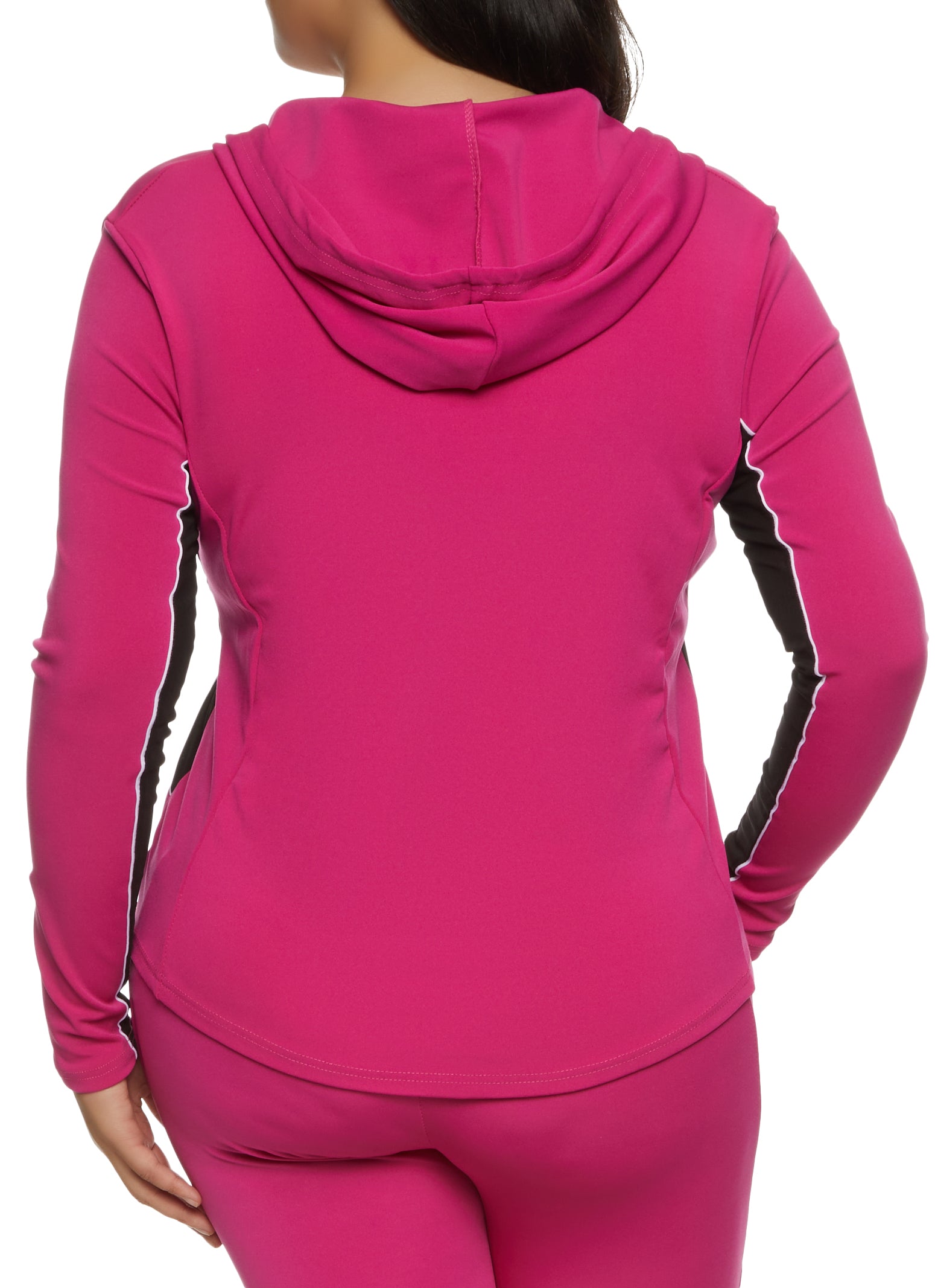 Plus Size Mesh Insert Leggings - Fuchsia