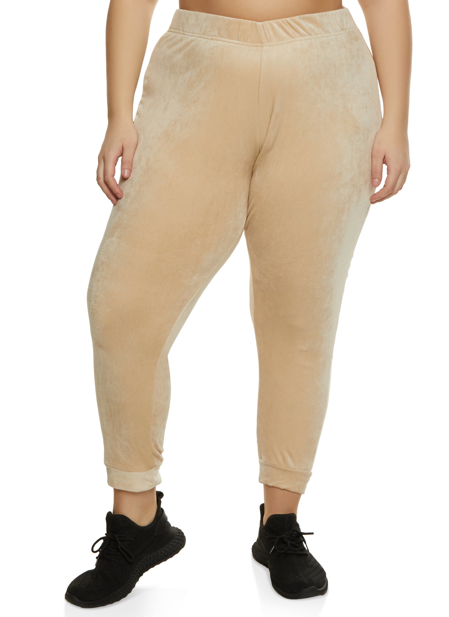 Plus Size Velour Stacked Sweatpants - Natural