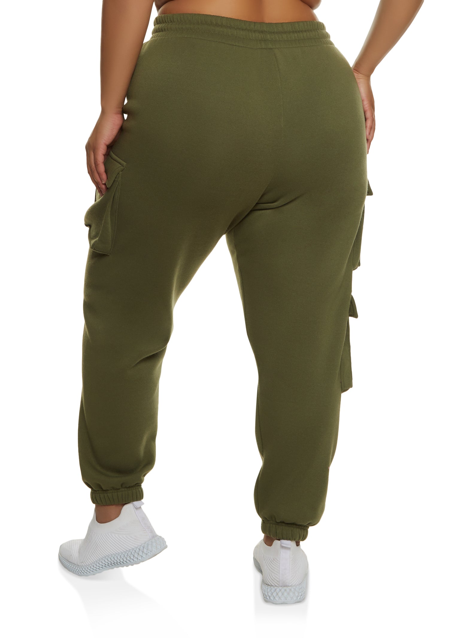 Women Olive Fleece Track Pants