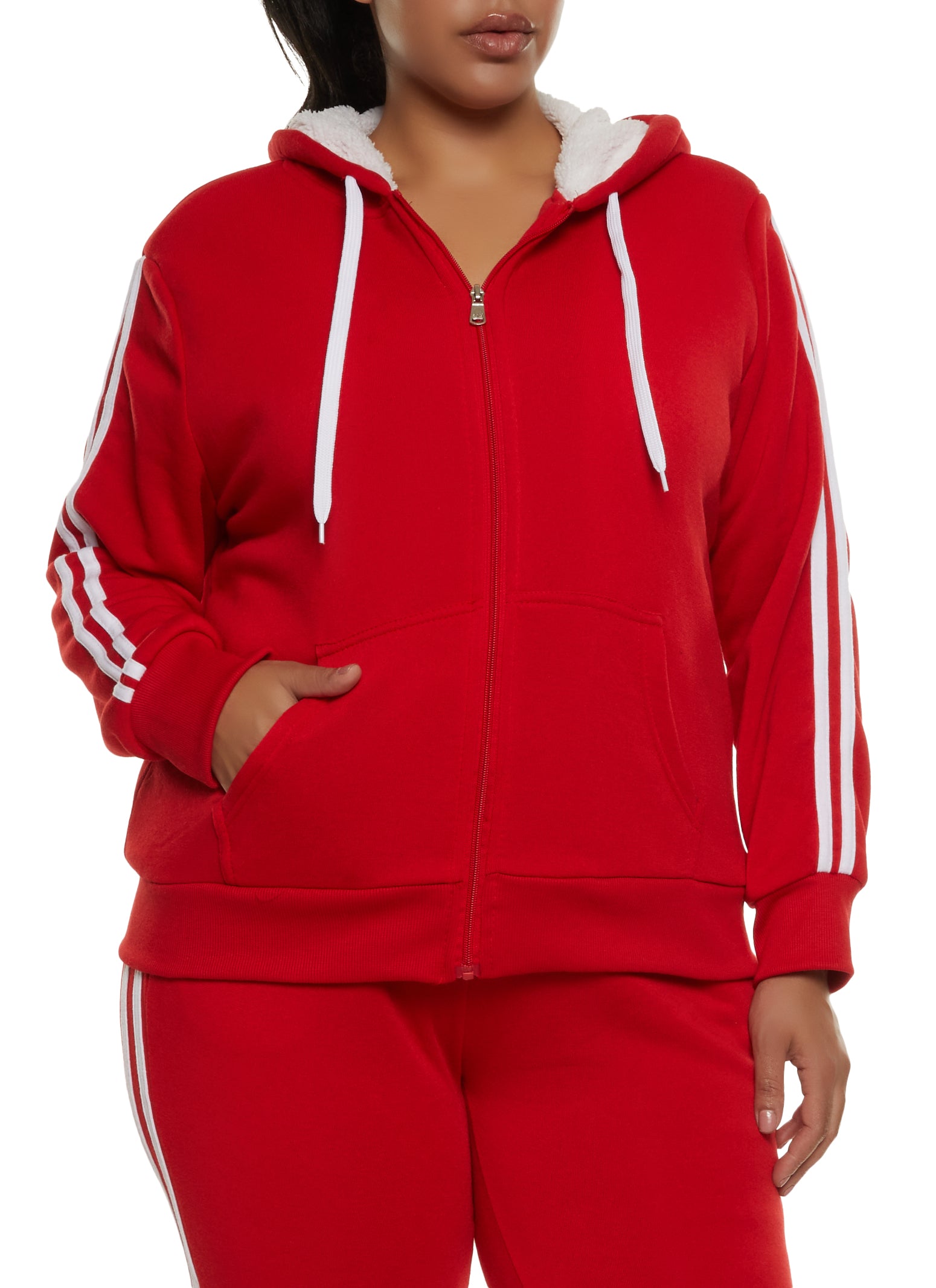 Adidas striped sale sleeve hoodie